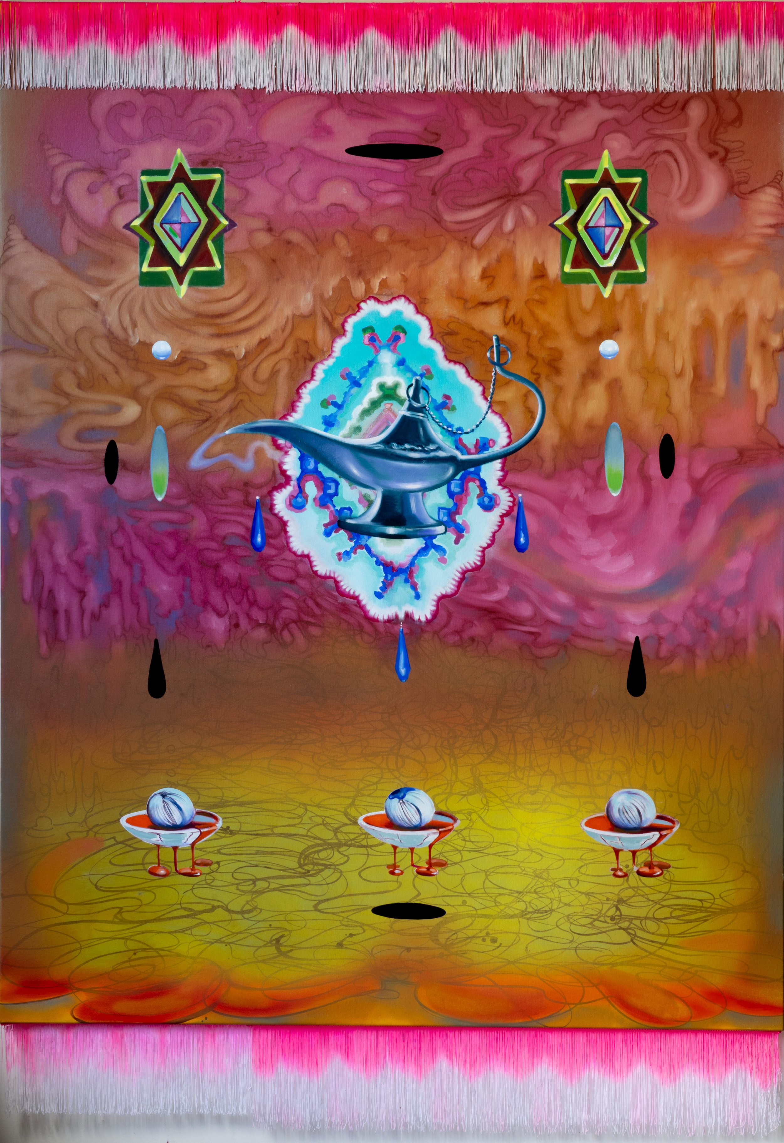 Magic Carpet Oil, acrylic and mixed media on canvas 2025-26,  198x153cm