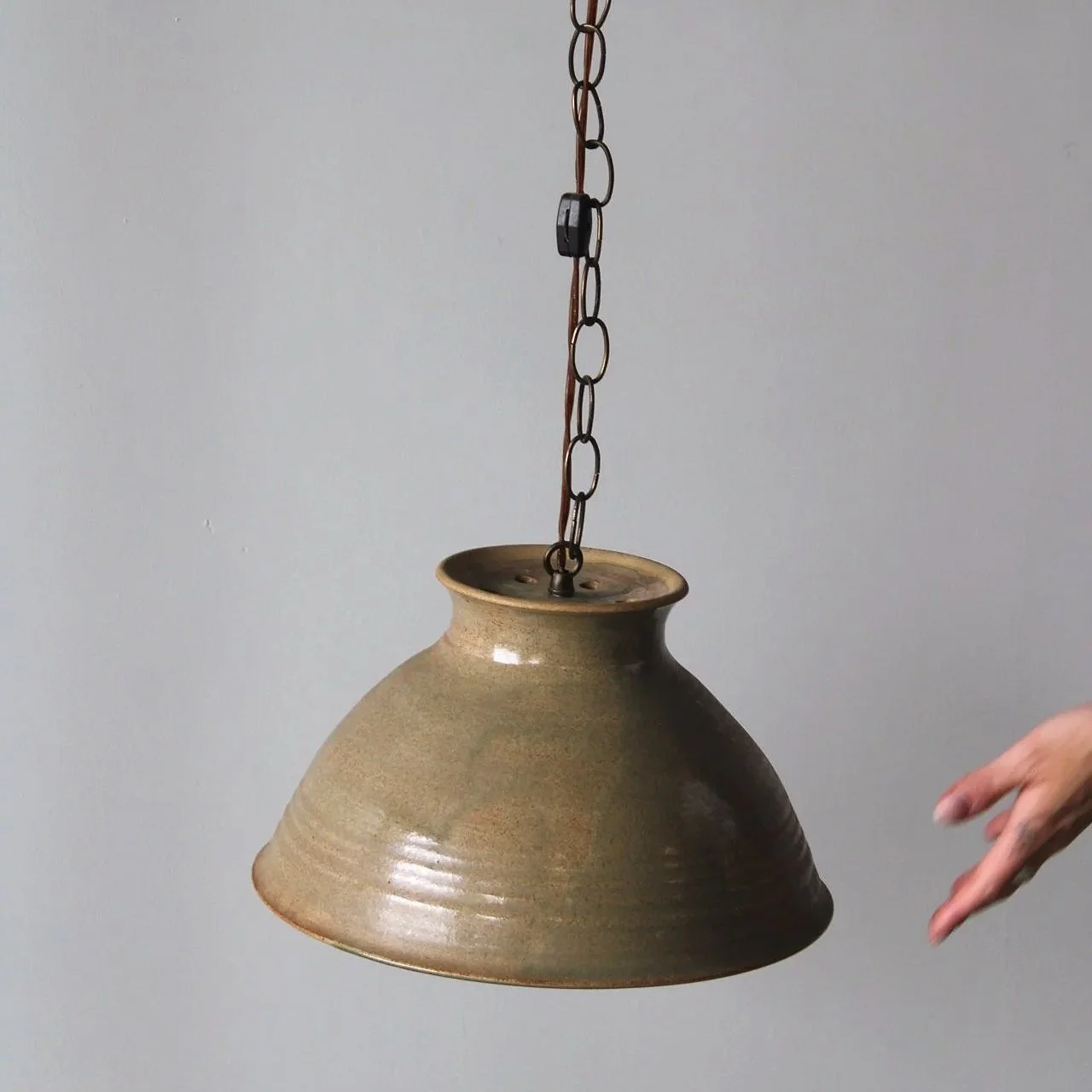 Vintage pottery pendant light