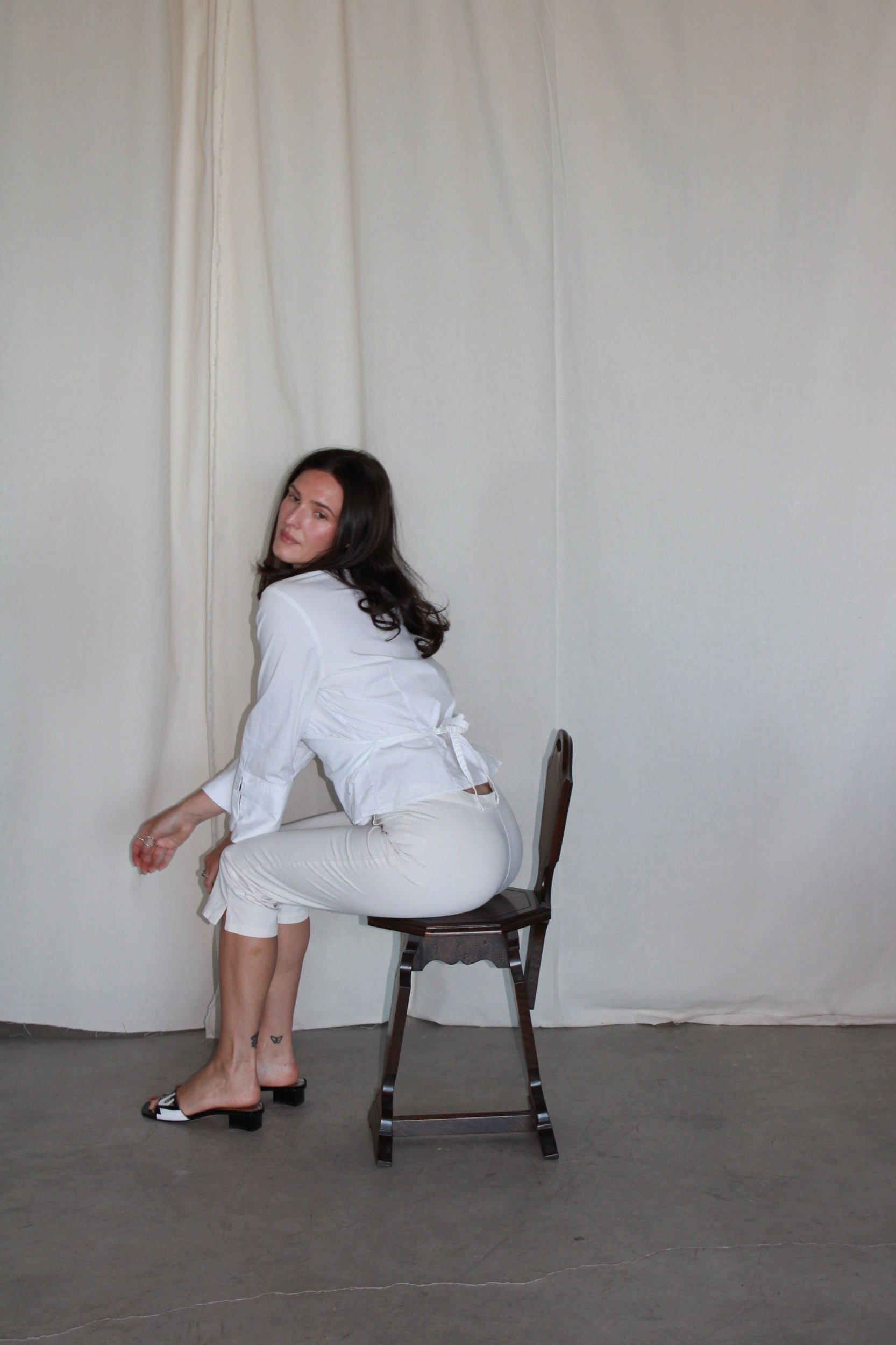 Cotton wrap blouse