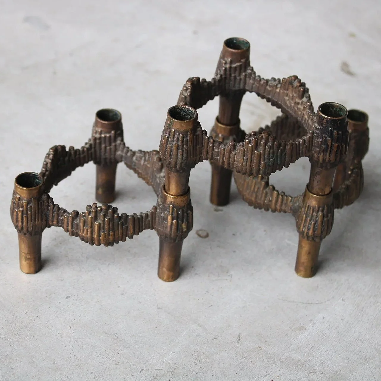 Brutalist mid century candle holders by Caesar Stoffi