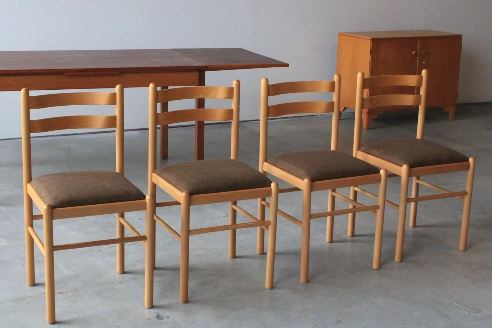 Vintage dining chairs in style of Vico Magistretti, reupholstered