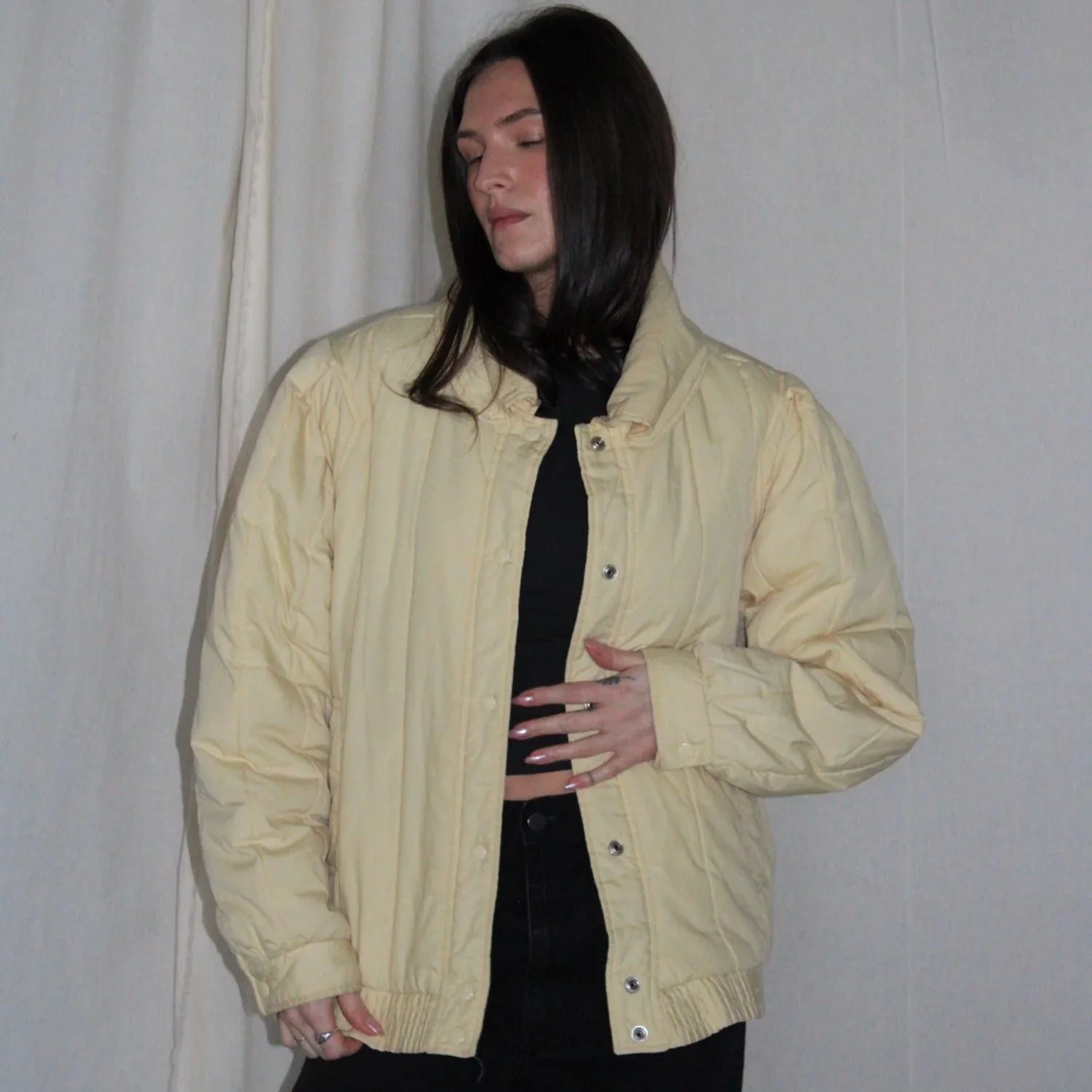 Butter yellow 90s bomber coat