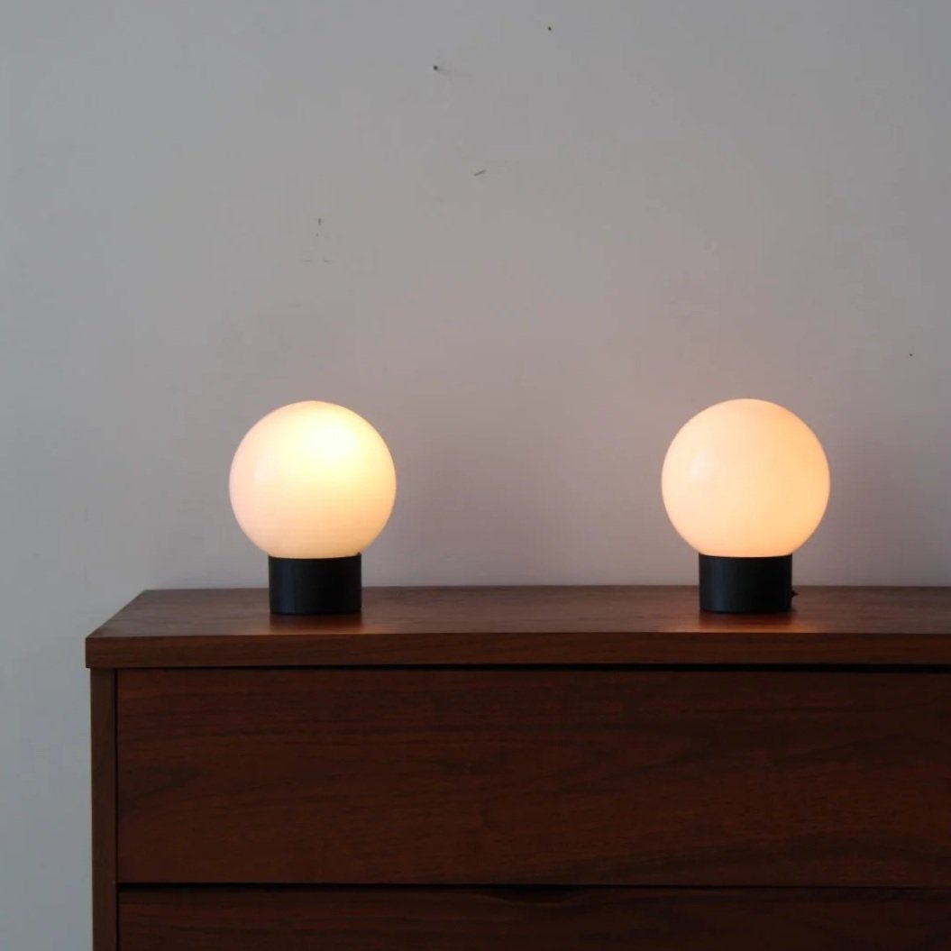 Mid century orb glass table lamps