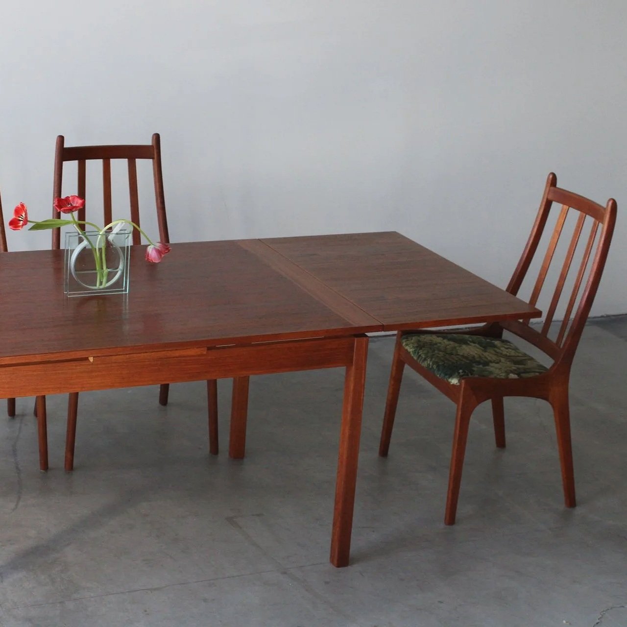 Mid century teak extending dining table, restored