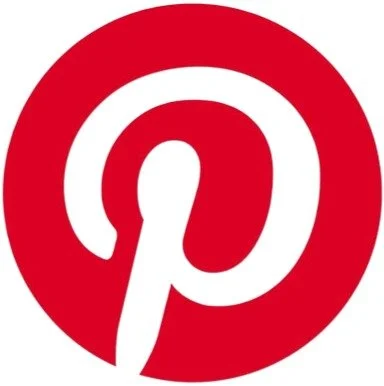 Red and white Pinterest logo with a stylized letter 'P'.