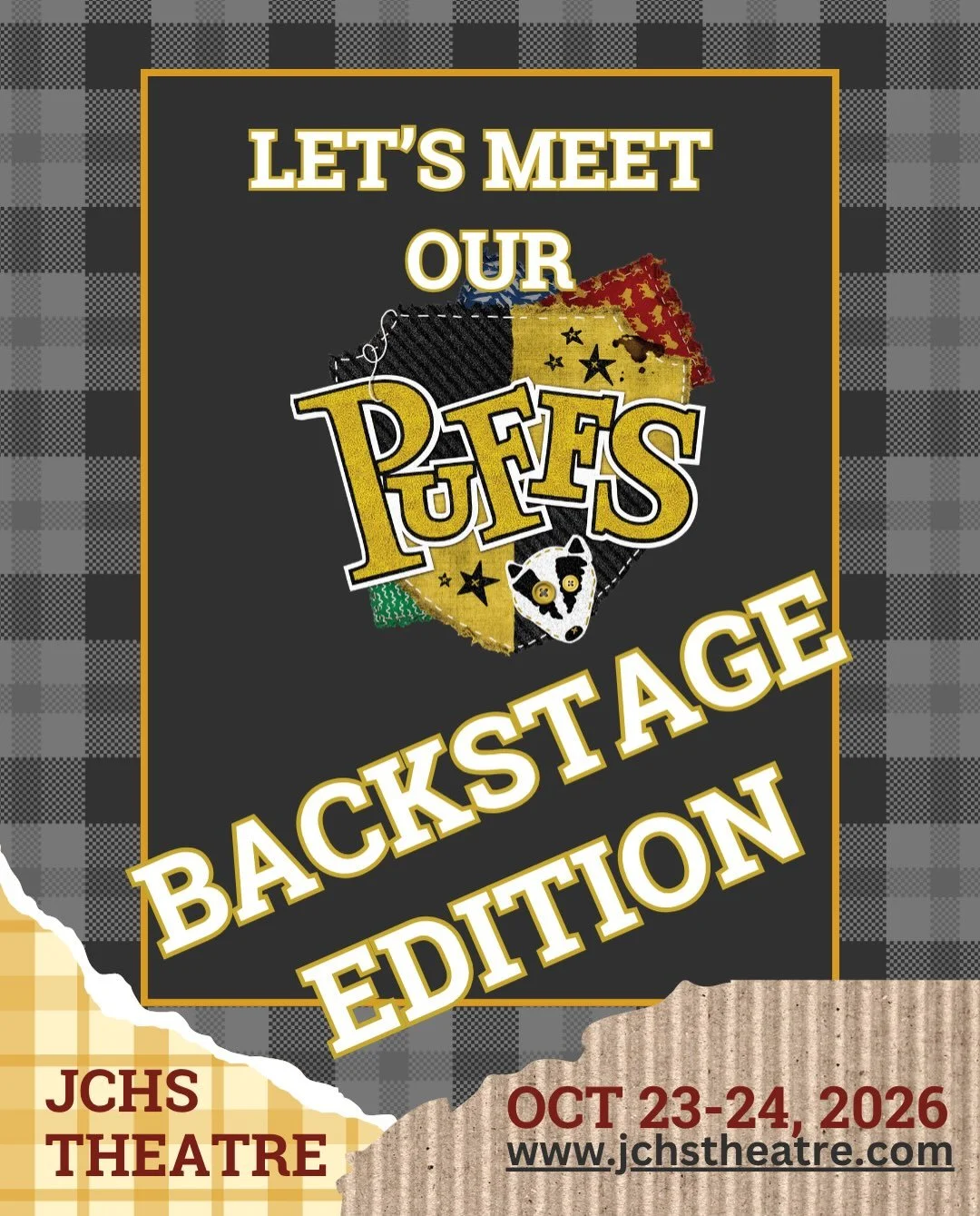 One more chance! 7pm! Meet our fabulous production team! 

#puffsplay #jchsgladiators