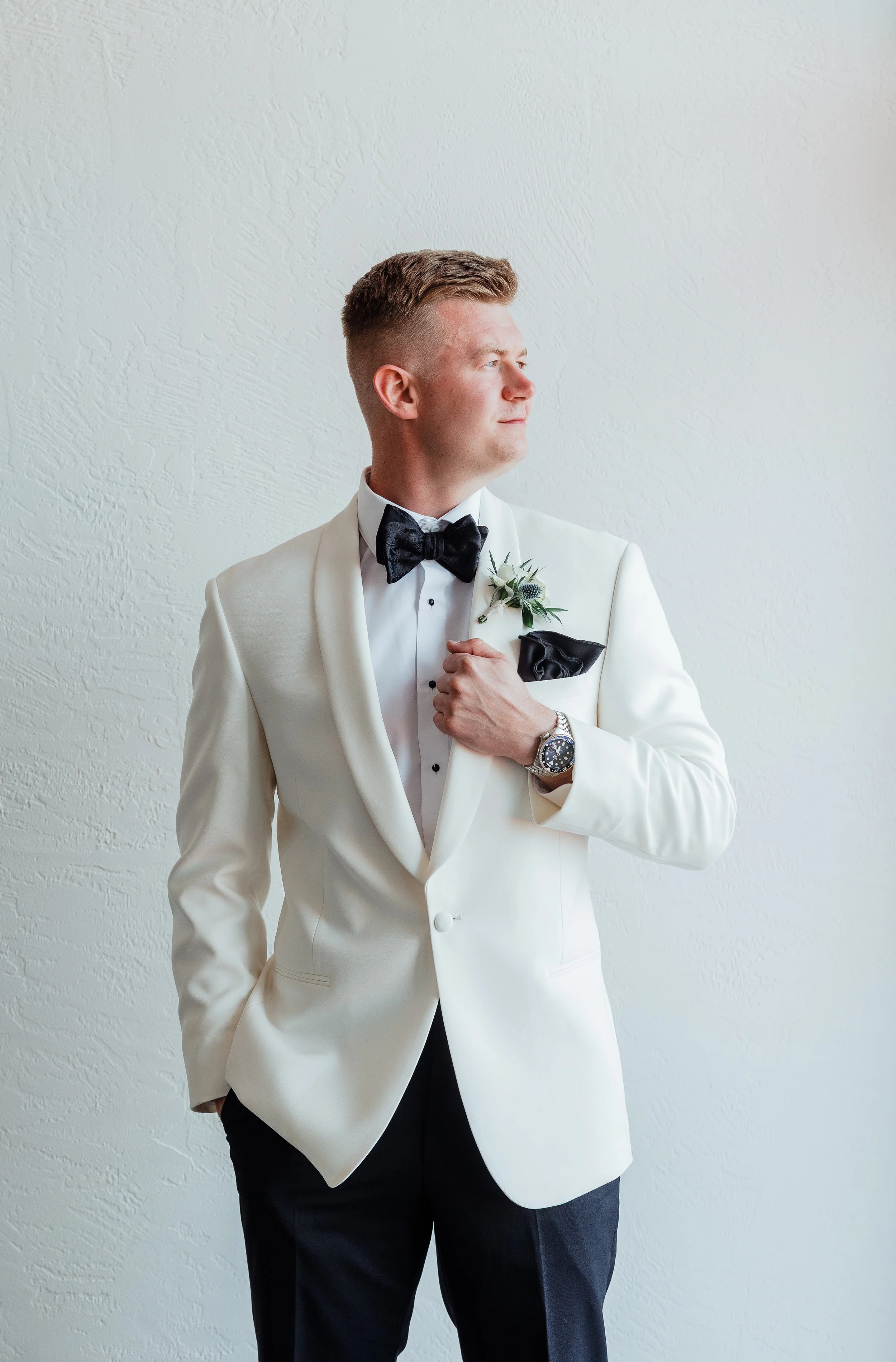 Groom getting ready before his wedding at Heavenly View Estate Farm in Fairhope, PA