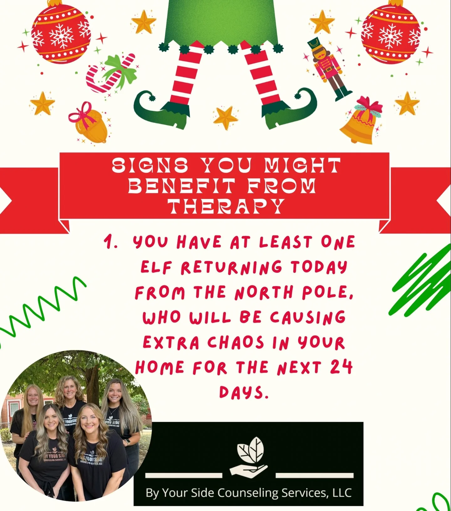 While we post this playfully, we do also realize the holidays can be a much more stressful time of the year for parents, adults, and even our children. Please reach out to us if you are looking for extra support this holiday season, or any time of th