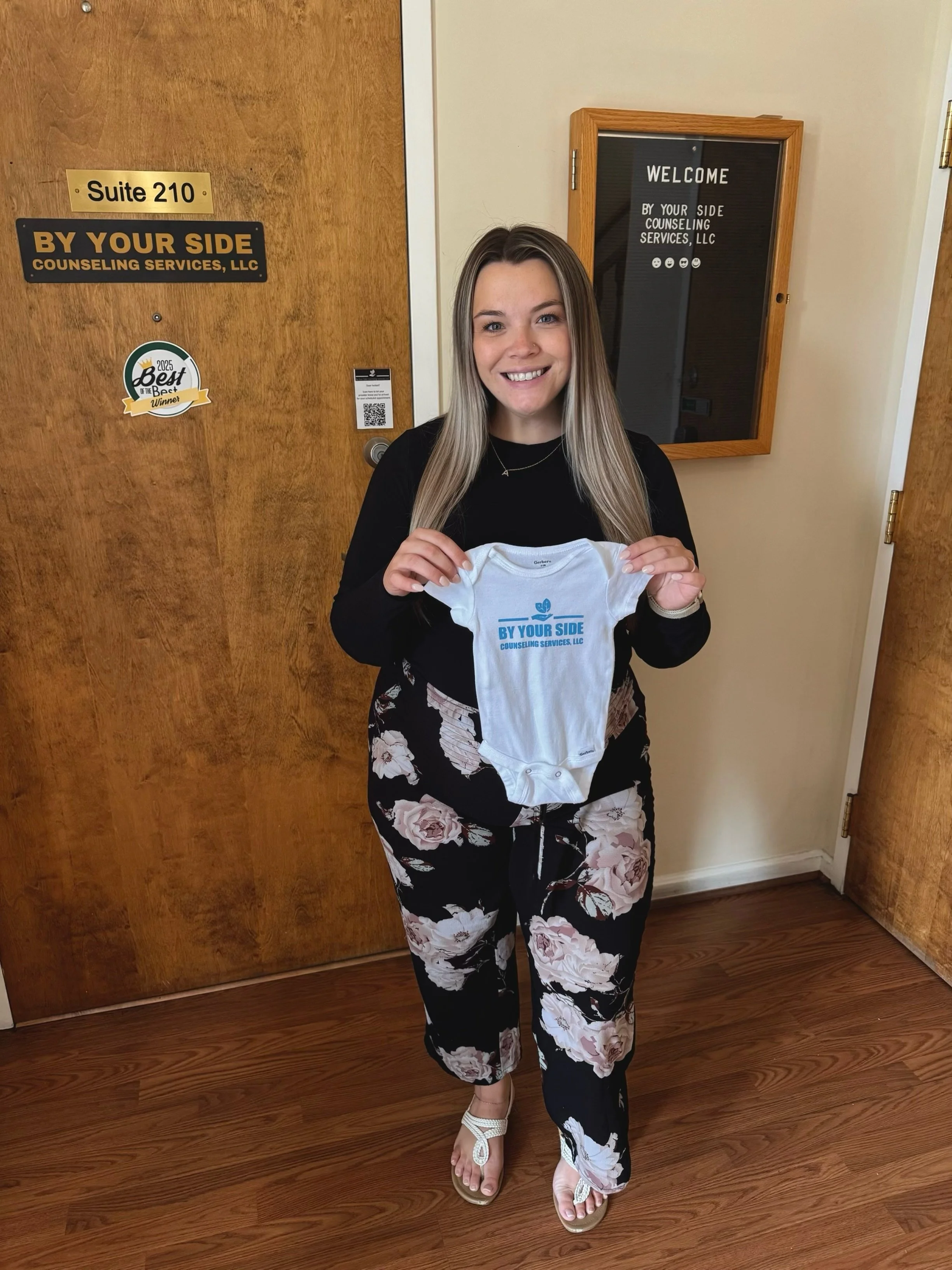Happy first day of maternity leave to our amazing therapist, Brittany! We&rsquo;re sending all of our excitement and well wishes to Britt and her family during this incredibly special time! The By Your Side team is beyond excited to welcome another s