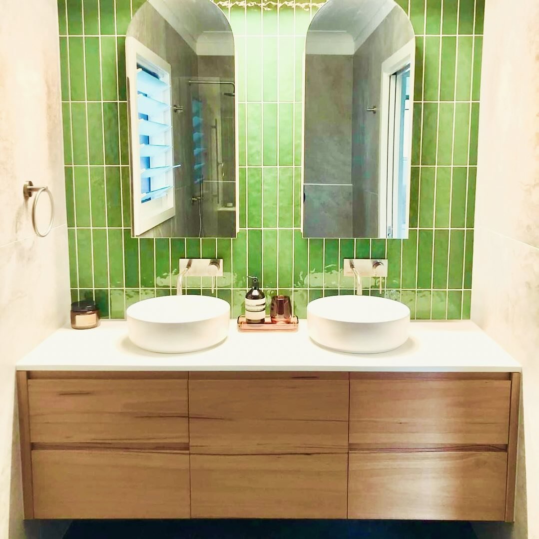 We love it when clients send us pics of there new pieces 📸&hearts;️✨ This is one of our beautiful Maddi Vanities, handcrafted for David &amp; his partner Jason for their long awaited new ensuite.  So glad we could be apart of their project 🙏&hearts