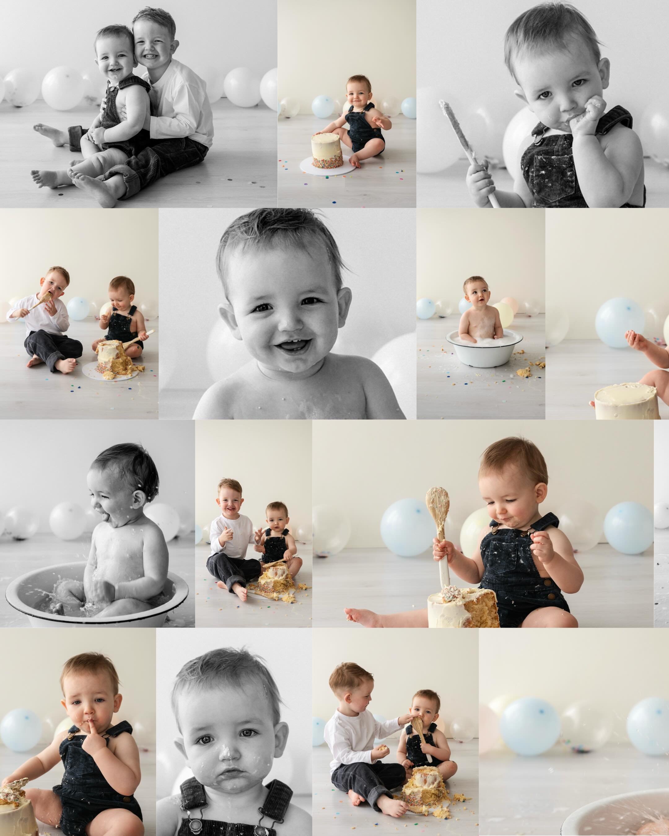 Cake Smash session with a side of sibling love ✨ nothing like celebrating with your brother and a glorious slice of cake.