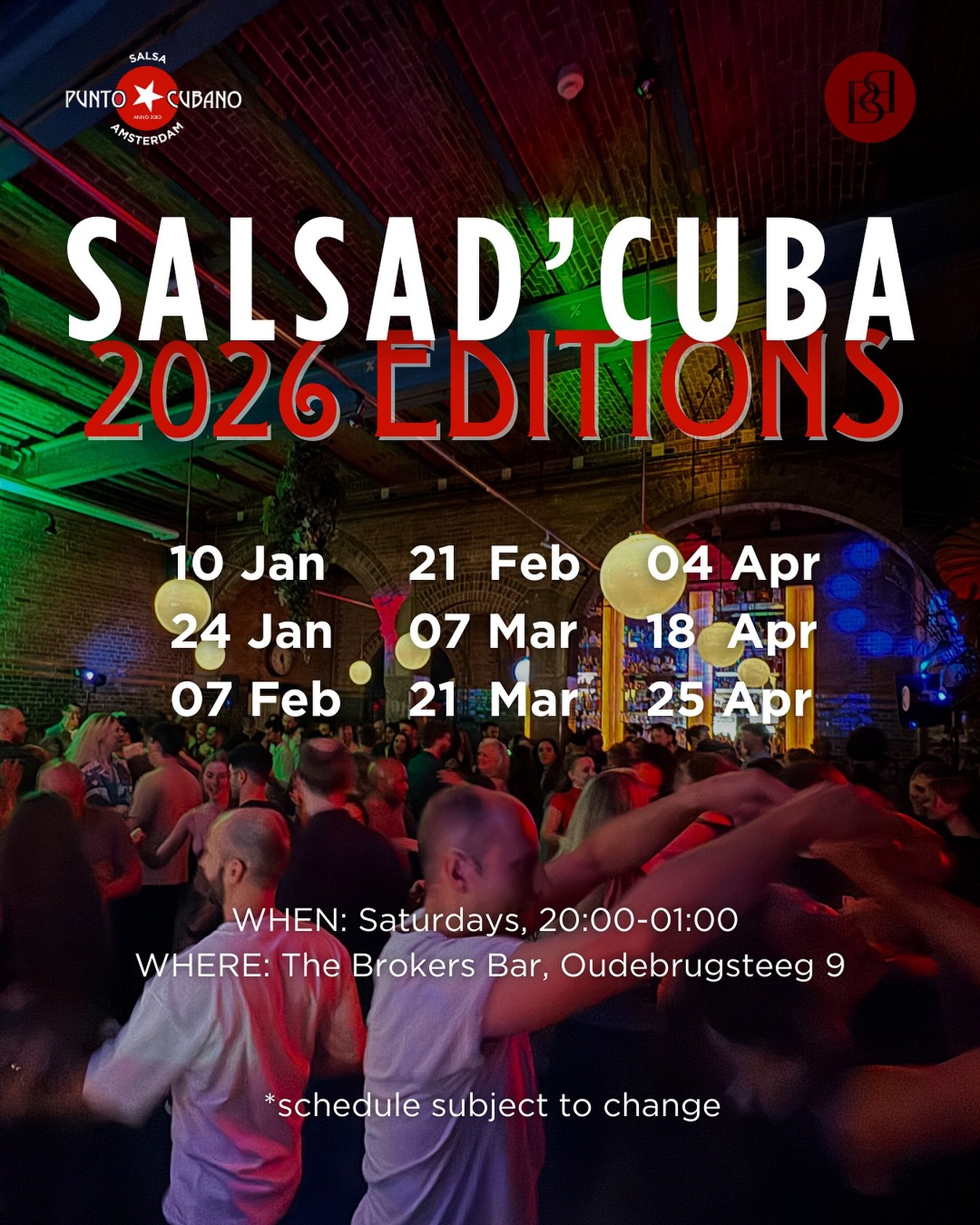 Making plans for 2026? Start here 🔥

The 2026 SalsaD&rsquo;Cuba dates are here and yes, you&rsquo;ll want every single one in your calendar.

These nights bring together hype Cuban music, a packed social dance floor, and the kind of community energy