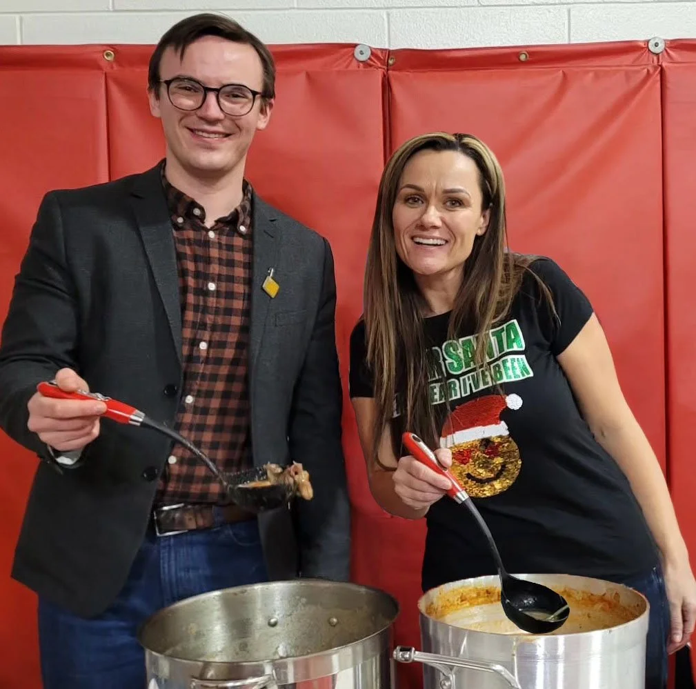 Trustees Evan Krosney and TIffany Winchar at HC Avery School's Solstice Feast