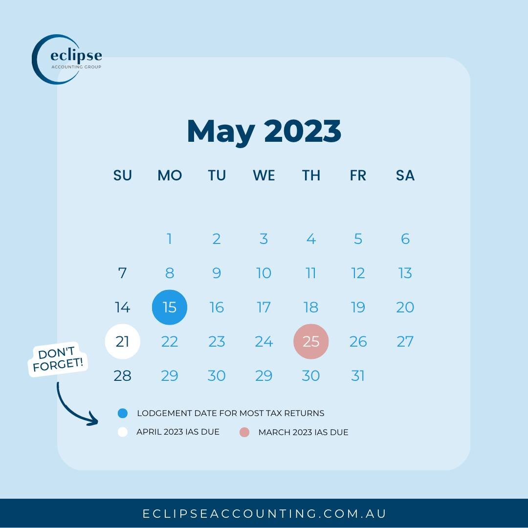 May-hem is here! 💰

Make sure to mark these important accounting deadlines on your calendar this month. Keep your finances on track and avoid any last-minute surprises. ✅

.
.
.
.
.
#accounting #business #finance #bookkeeping #australianbusinesssale