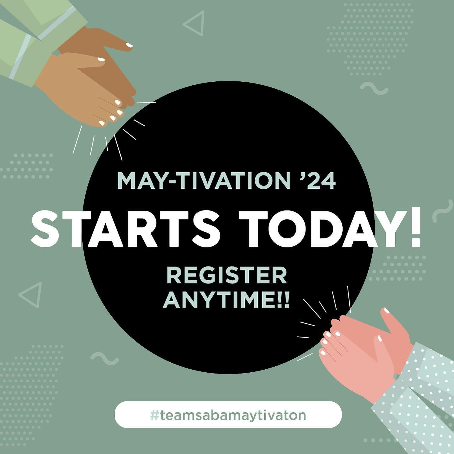 🟠 O P E N S  T O D A Y 🟠

🟠 REGISTER HERE &mdash; 
https://www.mycause.com.au/events/may-tivation

👣 ⚫️ M A Y - t i v a t i o n ⚫️ 👣  2 0 2 4 

✔️ DO A MARATHON IN MAY - Your way 👏🏻

➖ 42kms : Use STRAVA (free) and watch your progress. 
➖ Walk