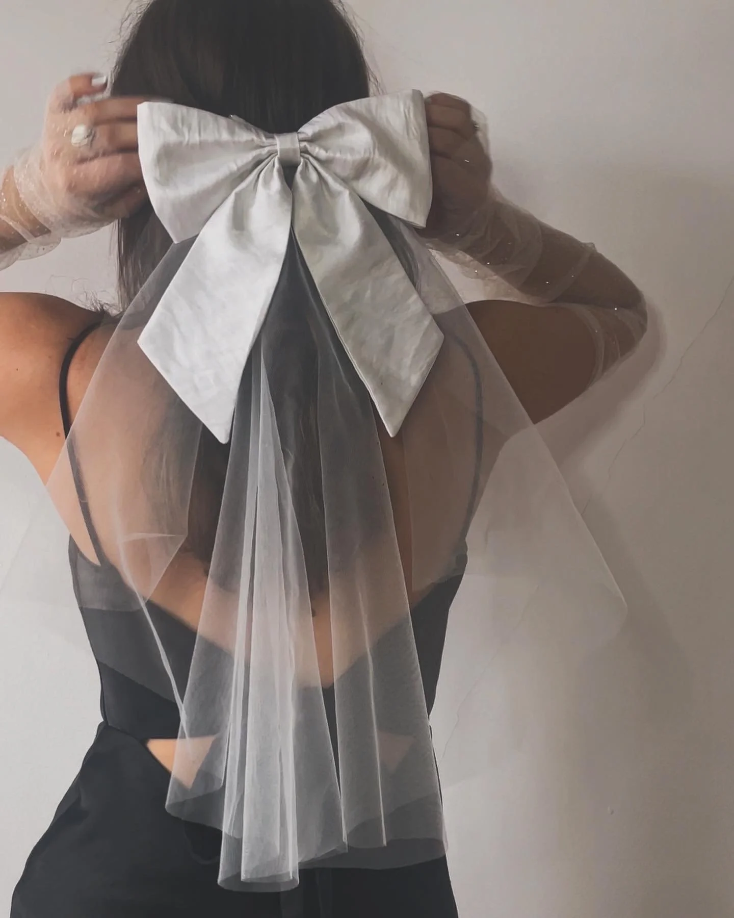 Ivory Satin Bow with Tulle