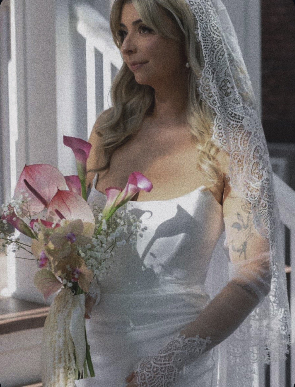 A Custom Veil and matching bridal gloves