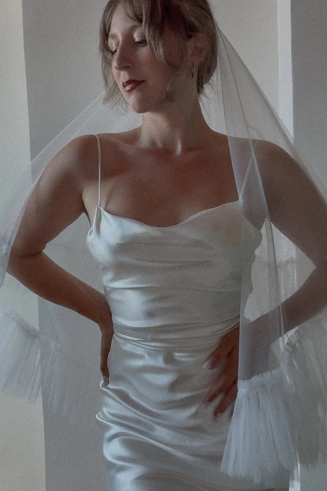 Voile de mariée à deux épaisseurs avec finition volantée