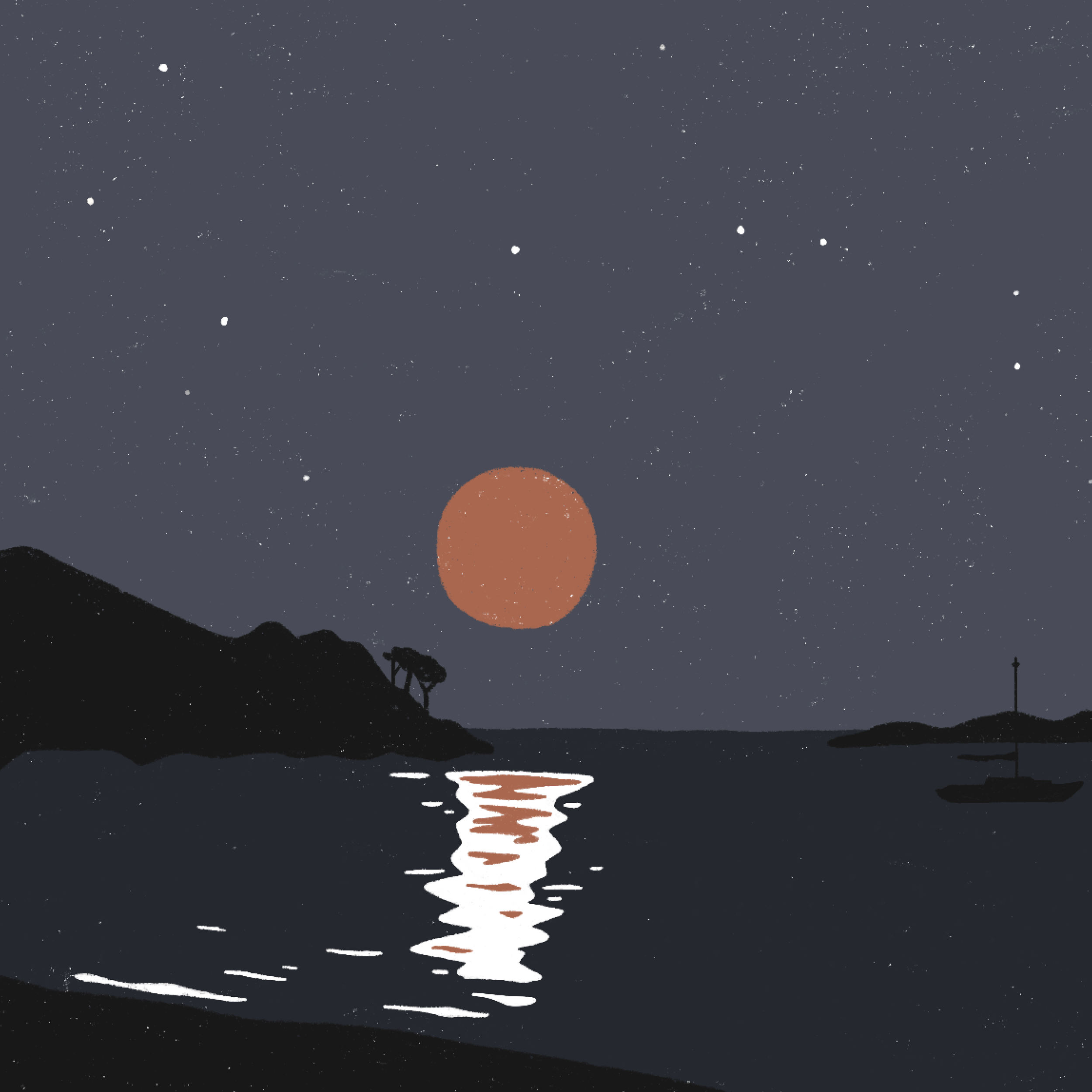 Dani Mayes digital illustration print of Durgan beach in Cornwall
