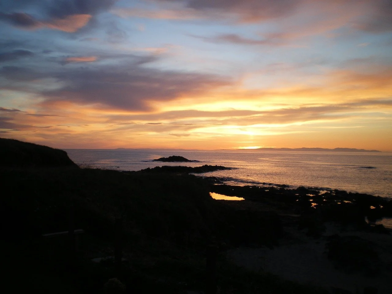 Sunset from the garden at Wreck Cottage.