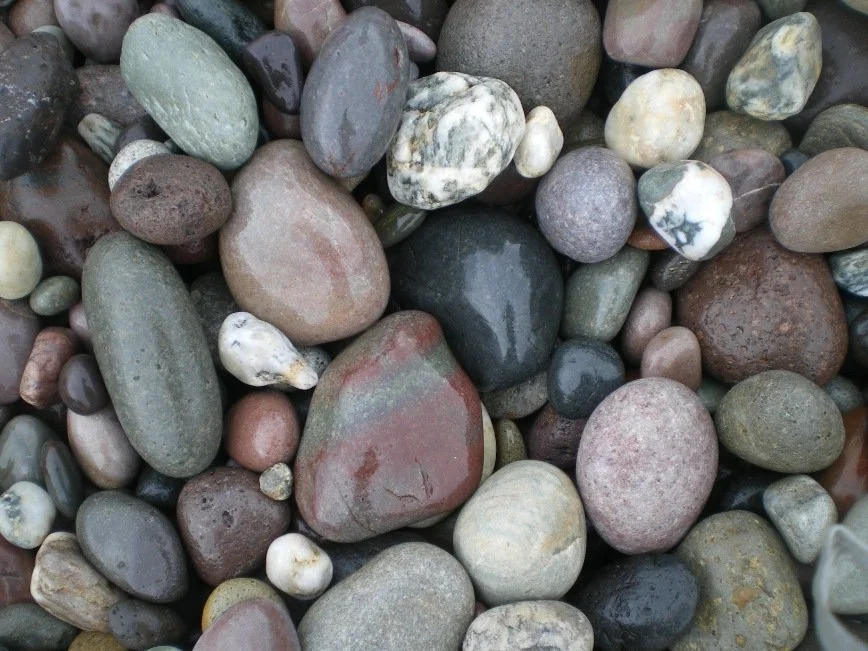 Pebbles on a beach.