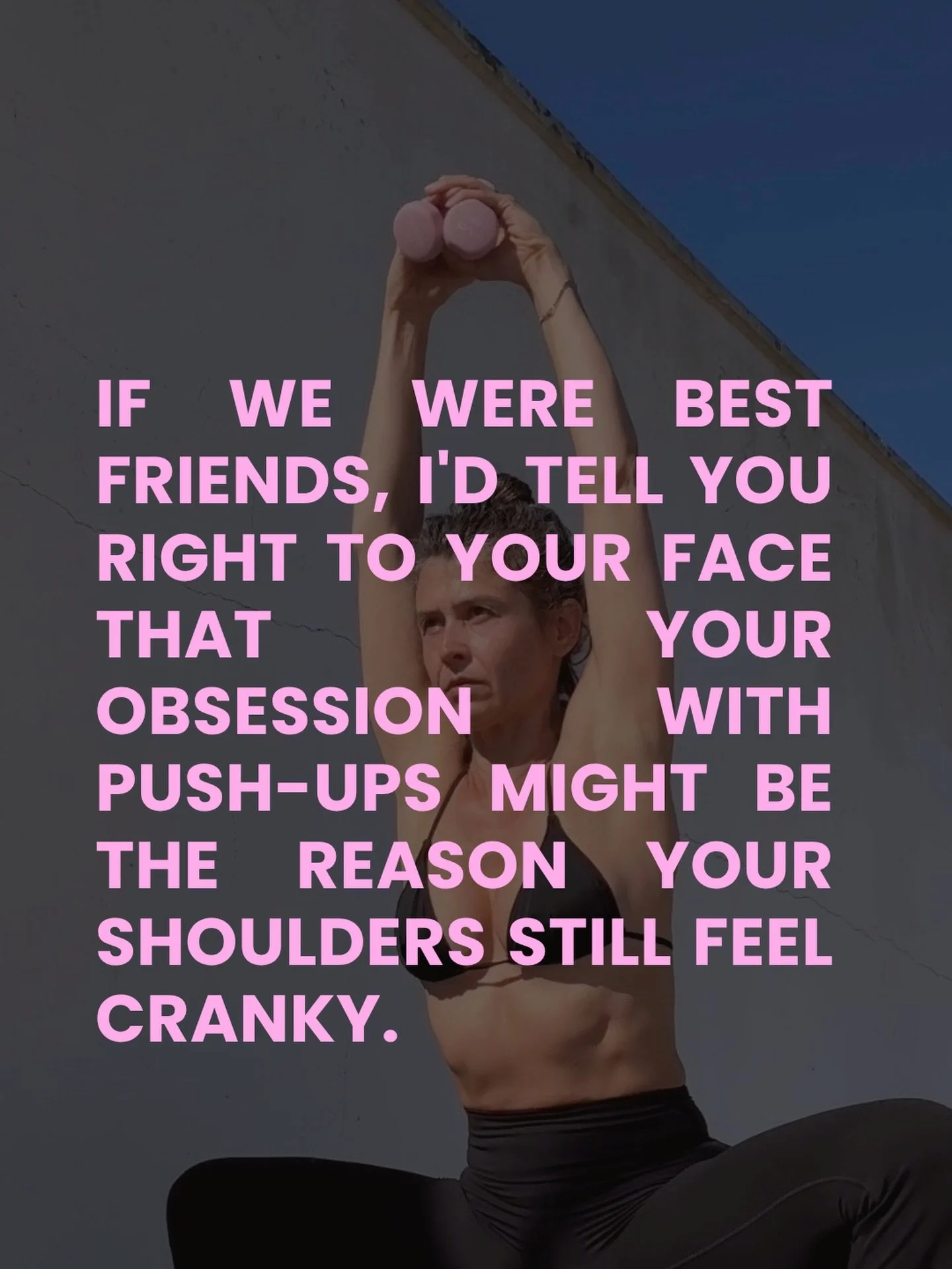 hear me out.

push, push, push.

push-ups. planks. presses.
and then we wonder why the shoulders are doing all the work.
your upper back might have been unemployed for years while your traps have been picking up every extra shift.

more on this soon.