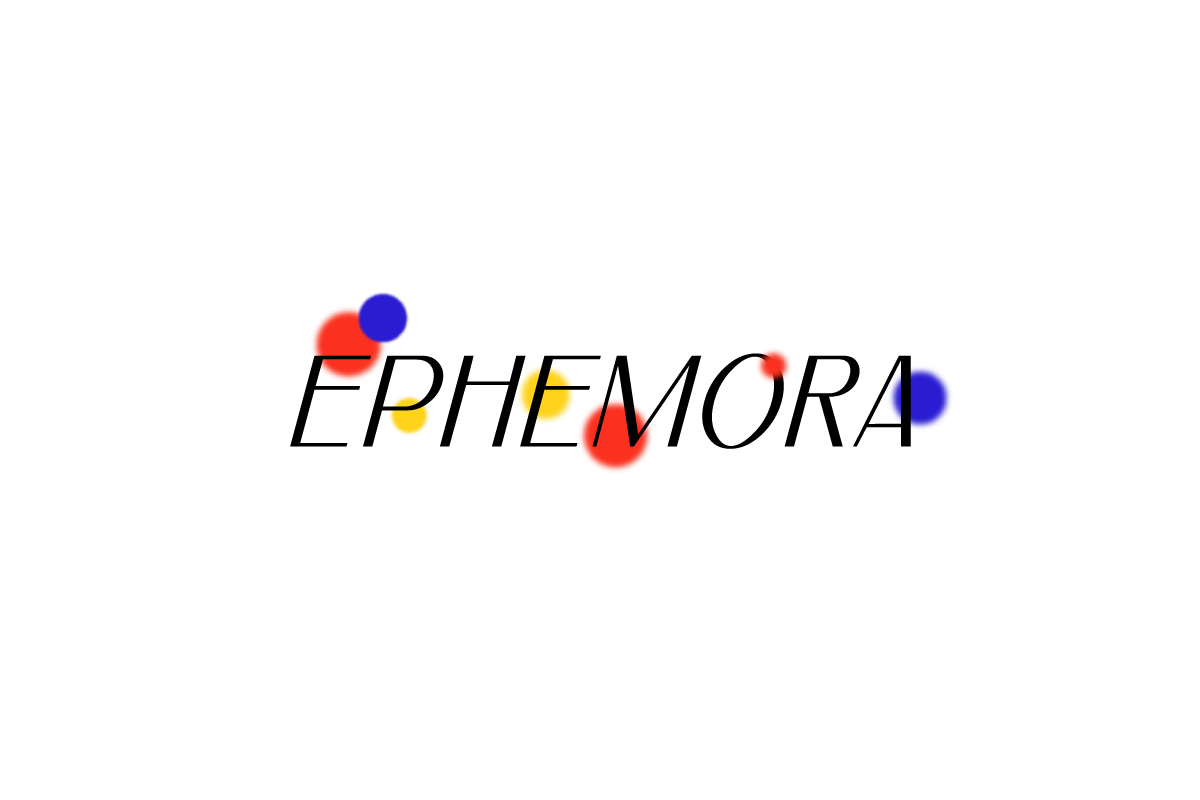  Ephemora logo in black, yellow, red, and blue 