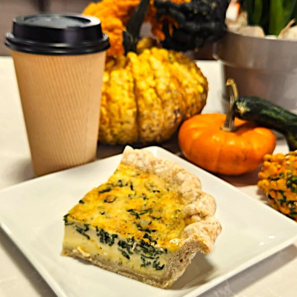 *Menu Below*
I think the heat is broken. Burr! I know in a few months it will be in the 60&rsquo;s for a high and we will be overjoyed, but not right now. Lucky for all of us we have warm drinks and Quiche! If you don&rsquo;t want to warm it yourself