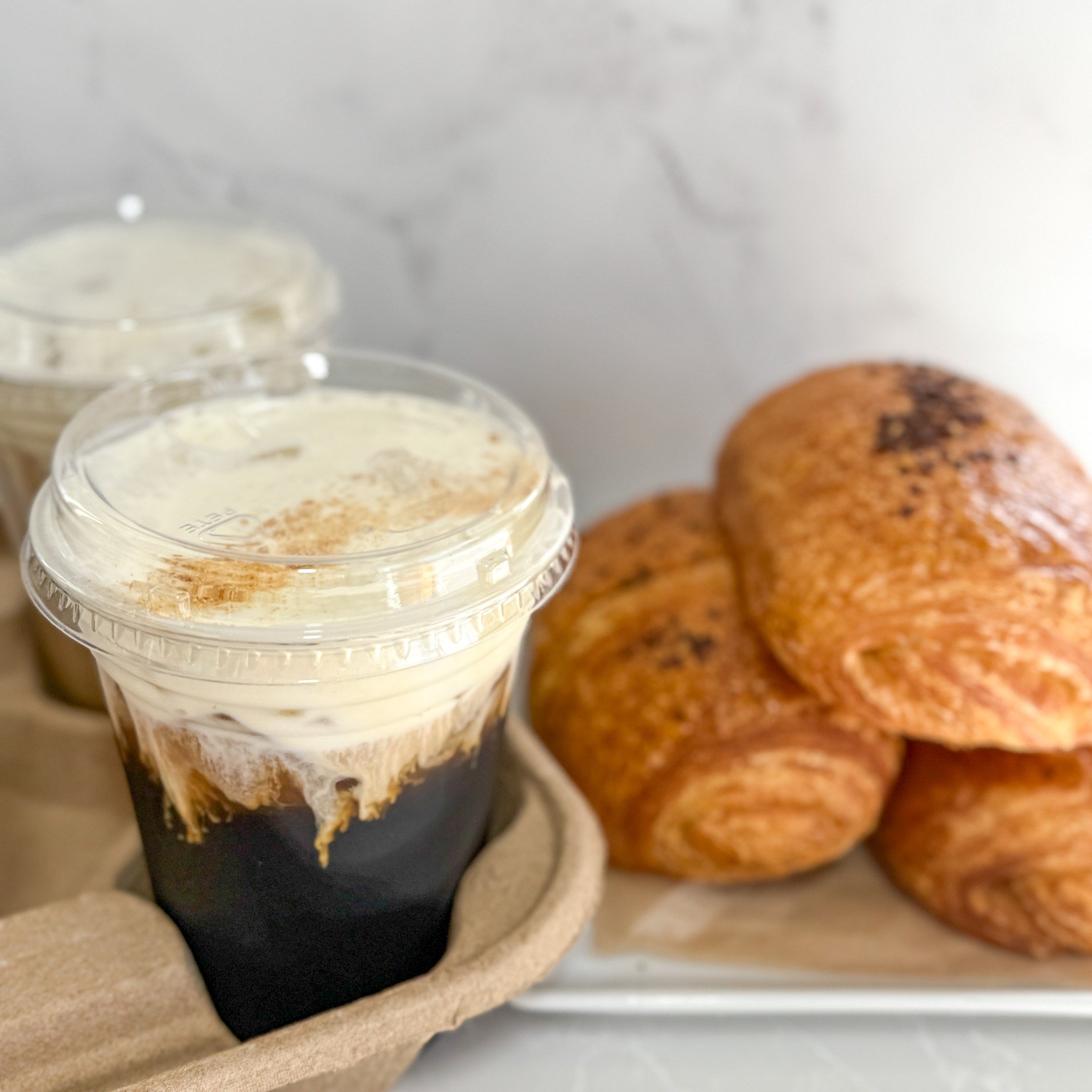 Cold Brew + Chocolate Croissants = MORNING MADE! Don't forget you also get double points from 6am-7am. 
.
Stop in or order online thru our app for pickup or delivery! Located in Appleton, Wisconsin. 
.
#whiskandarrow #appletonwi #bakery #wisconsinbak