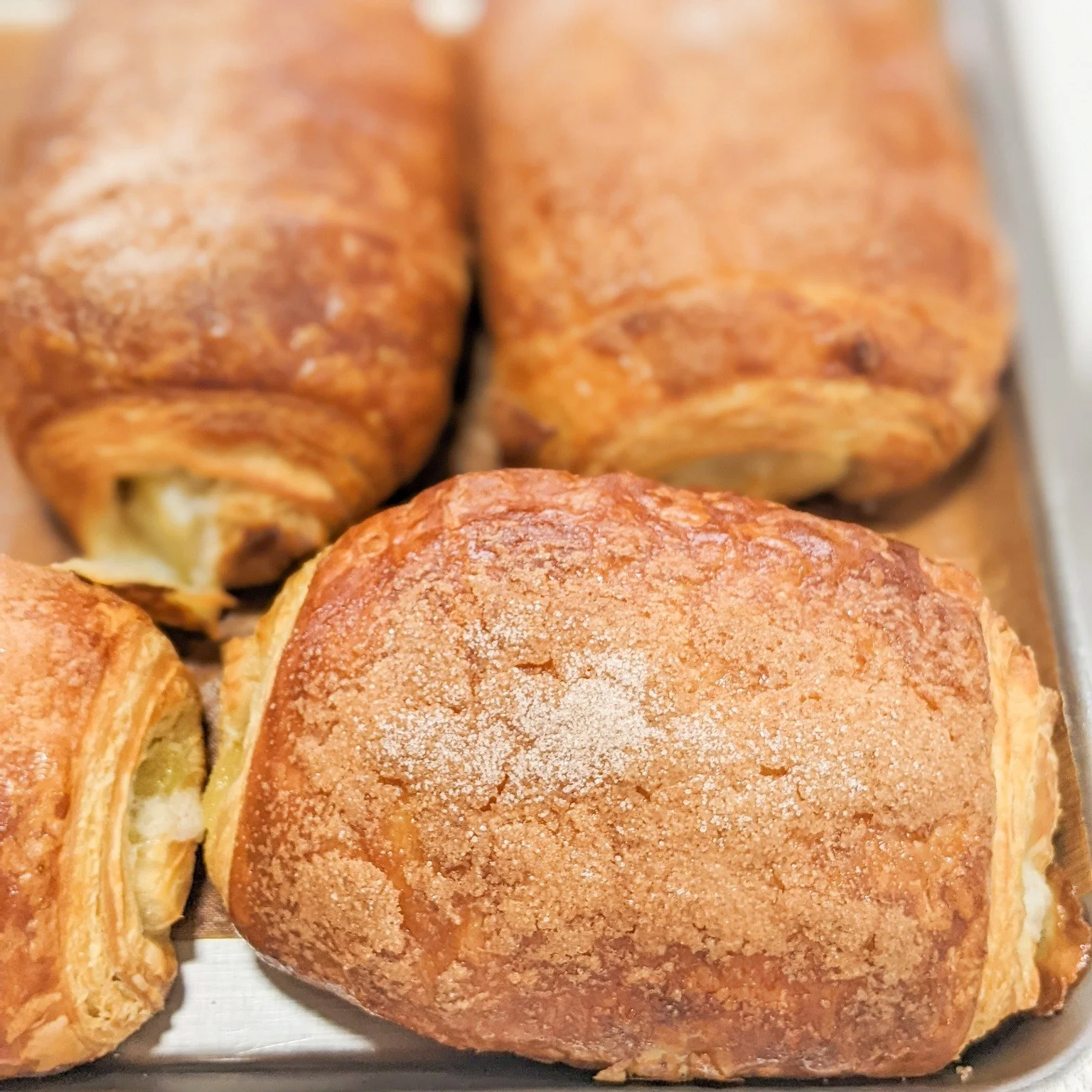 Welcome back our beloved Apple Moscato Croissant. We know you love these, so come grab one before they sell out!
.
Stop in or order online thru our app for pickup or delivery! Located in Appleton, Wisconsin. 
.
#whiskandarrow #appletonwi #bakery #wis