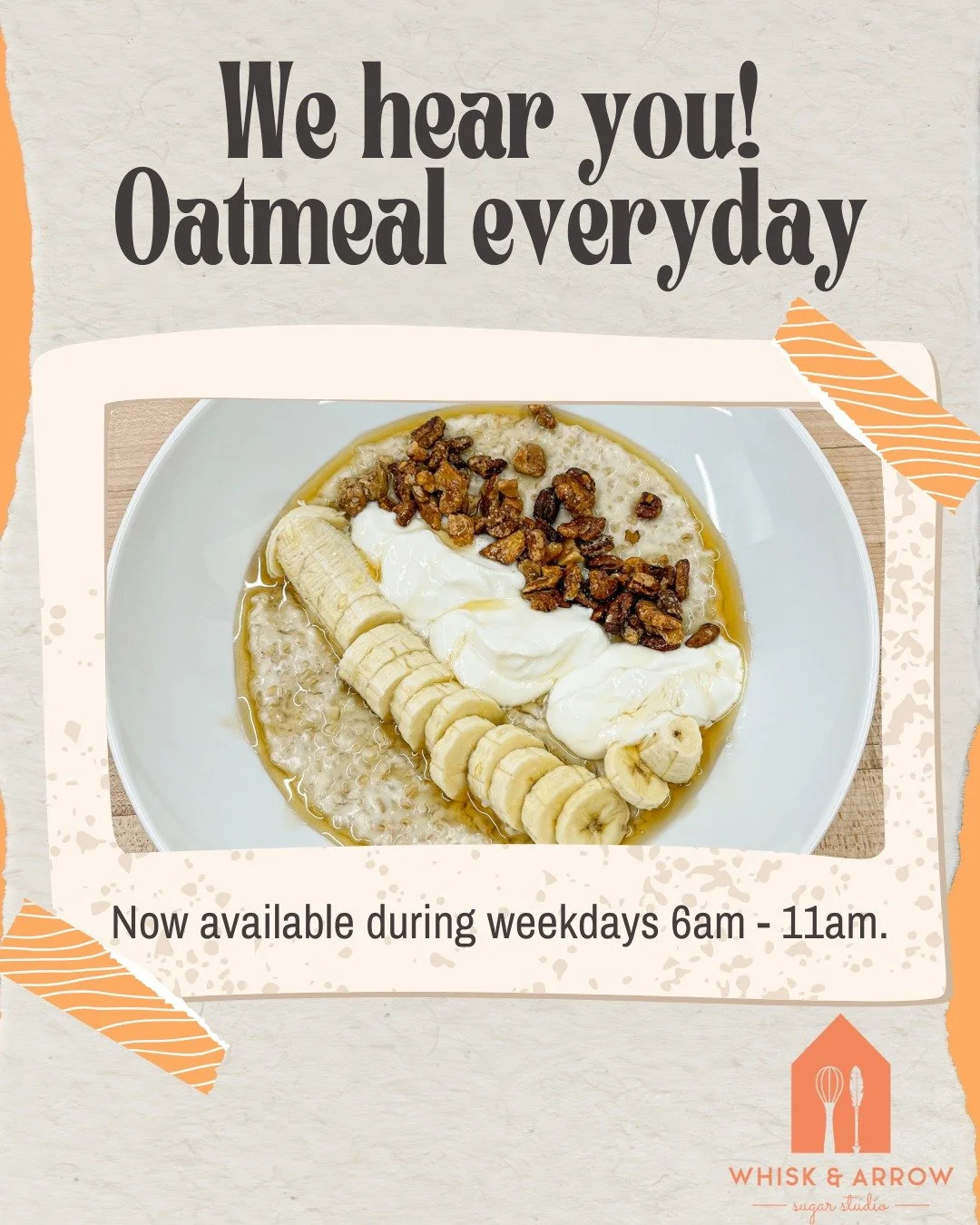 It's coming!!! This Tuesday, January 27th we are starting to sell our Brown Sugar Oatmeal daily during the weekdays. This will be fresh and warm of course. Who's excited?
.
#whiskandarrow #appletonwi #breakfast #fastbreakfast