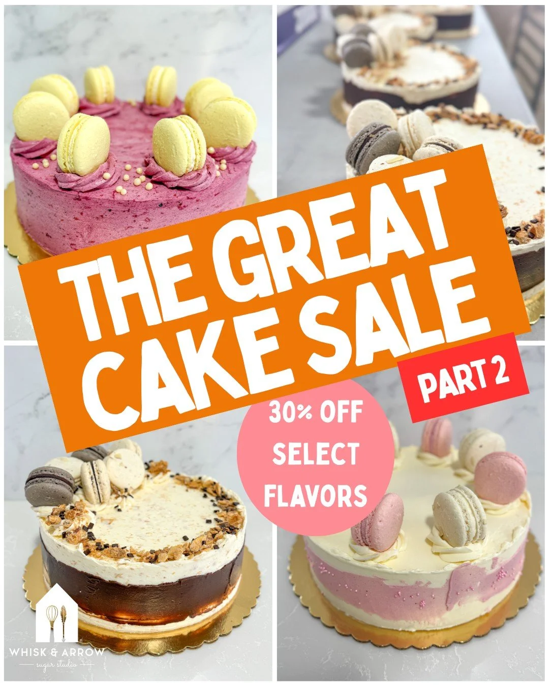 THE GREAT CAKE SALE PART 2!!!! Tomorrow, Friday, February 6th we are hosting the second part of our Cake Sale. 30% off of an 8-inch Lemon Blush, a Lemon Blueberry, or an Almond Toasted Coconut cake. (there are some 6-inchers left too!)
.
Stop in or o