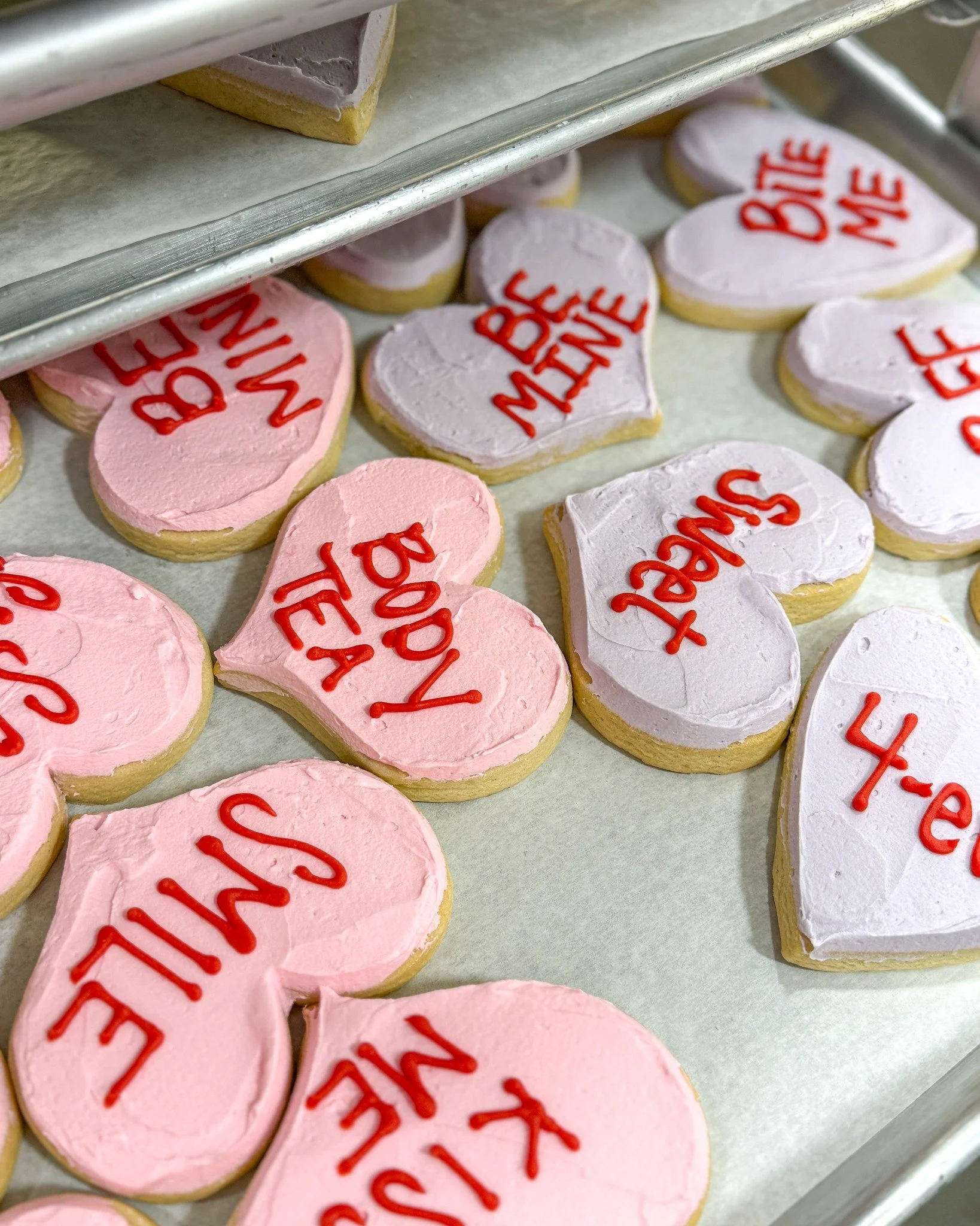 We have Conversation Heart Cookies! Get one for yourself, a bestie, a partner, someone you appreciate. Compliments always feel great, and are even better if a cookie is involved. 
.
Stop in or order online thru our app for pickup or delivery! Located