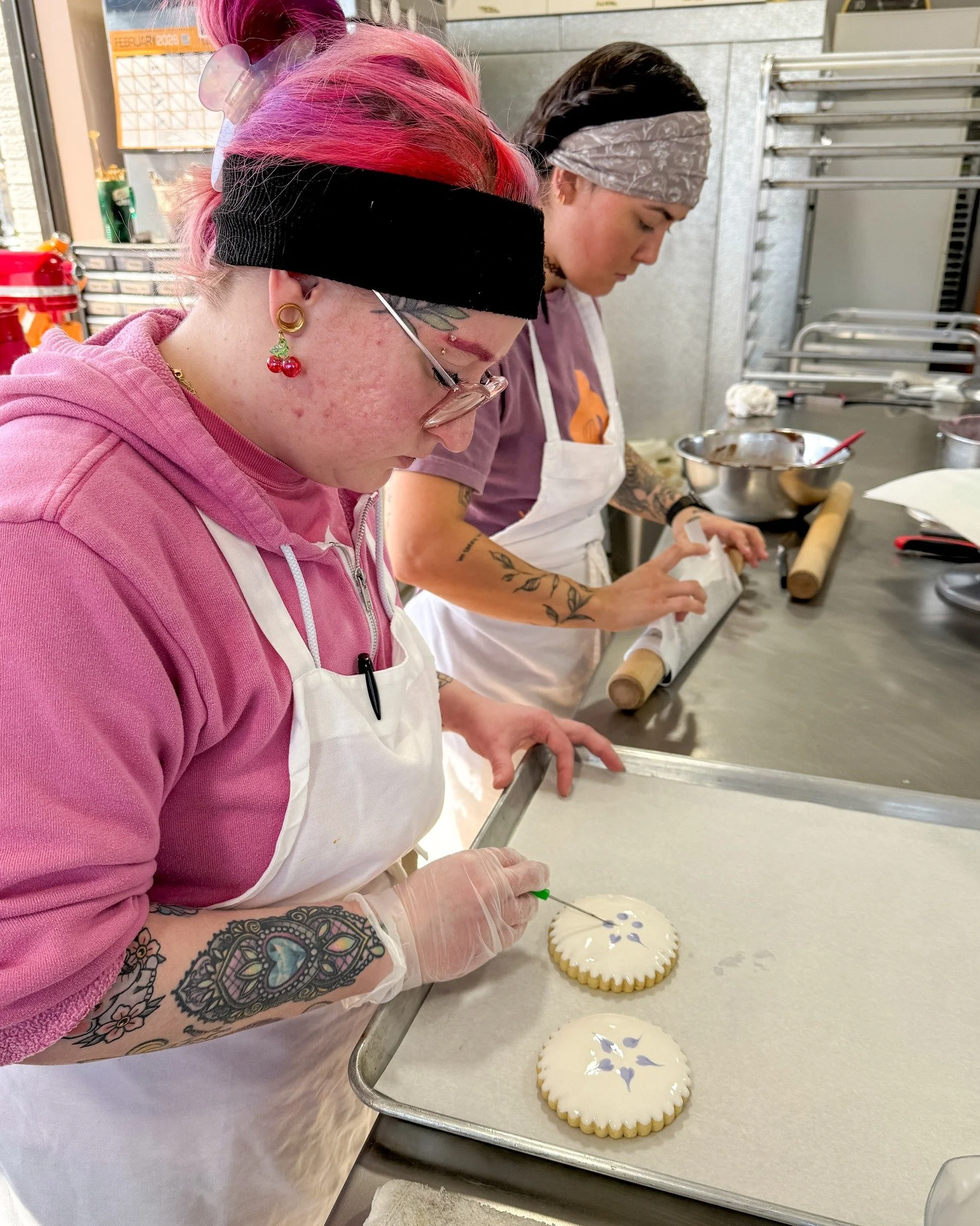 Chef Kelynne is locked in on making sure you get some more pretty sugar cookies. You guys keep buying them all!! I guess we're all trying to manifest spring with these cookies. 
.
Stop in or order online thru our app for pickup or delivery! Located i