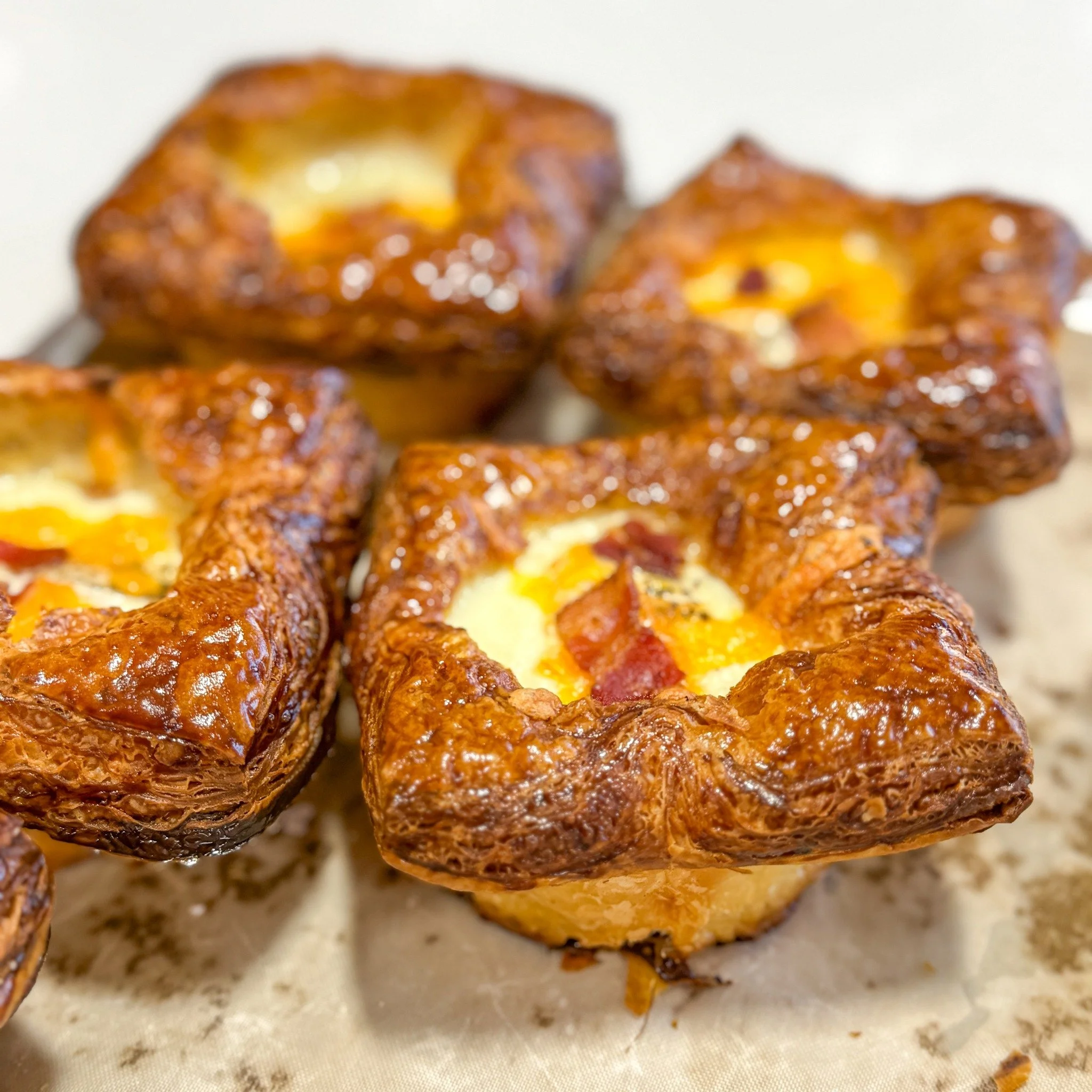 Bacon Egg &amp; Cheese Croissants are my favorite way to celebrate the weekend. 
.
Stop in or order online thru our app for pickup or delivery! Located in Appleton, Wisconsin. 
.
#whiskandarrow #appletonwi  #wisconsinbakery #eggcheesecroissant #crois