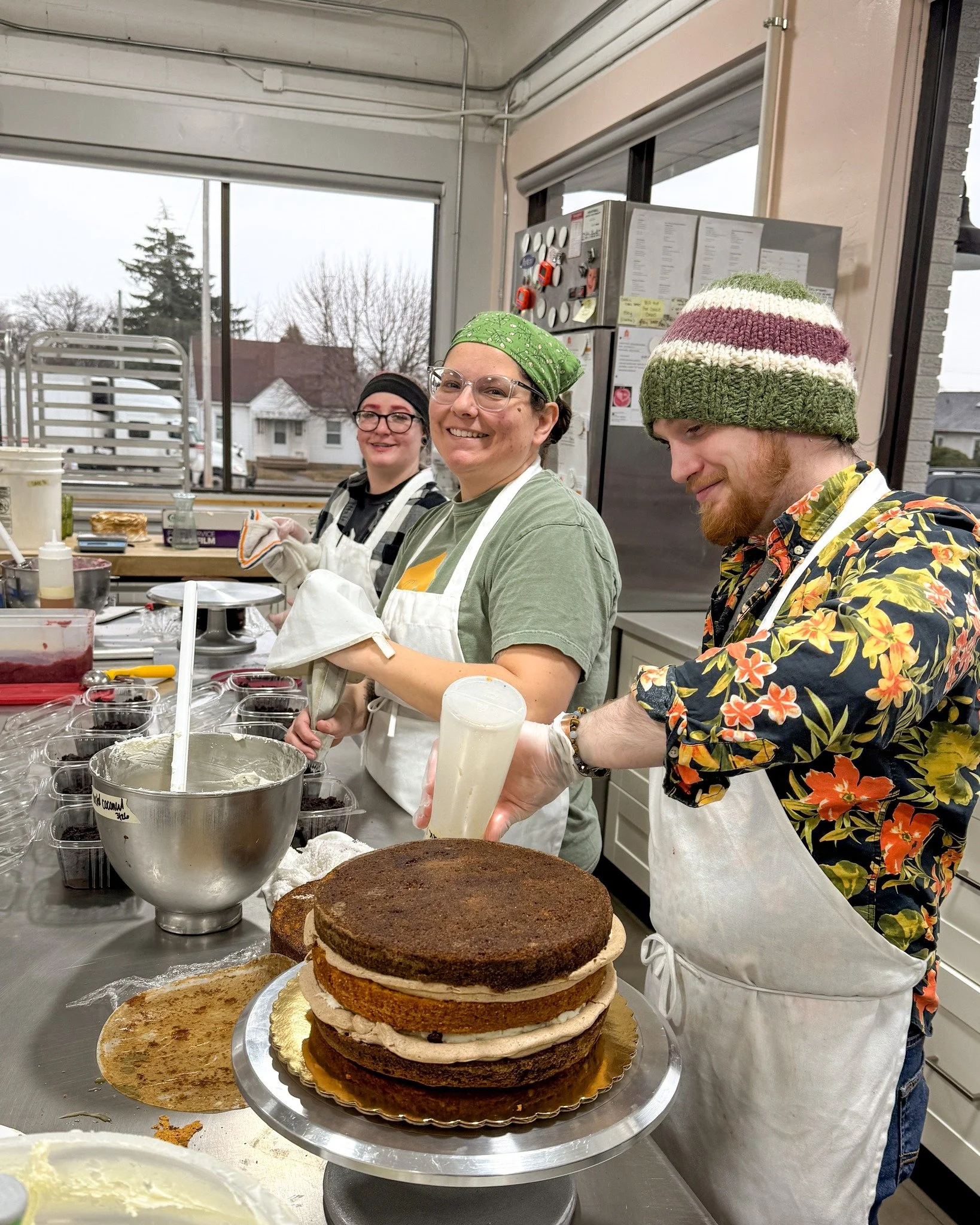 Do I see more Cake Boxes? Carrot Cake? Our team is hard at work getting your cakes ready for the weekend!
.
Stop in or order online thru our app for pickup or delivery! Located in Appleton, Wisconsin. 
.
#whiskandarrow #appletonwi  #wisconsinbakery #