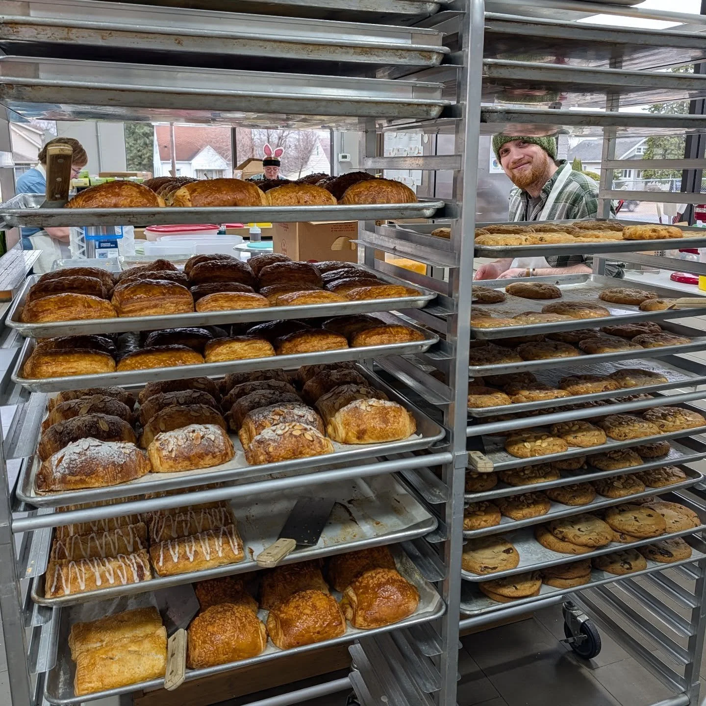 Come buy us out, says Max! 
.
The craziness of the Egg Hunt is over, we can hear the phone now. Come over! We are here until 2pm!