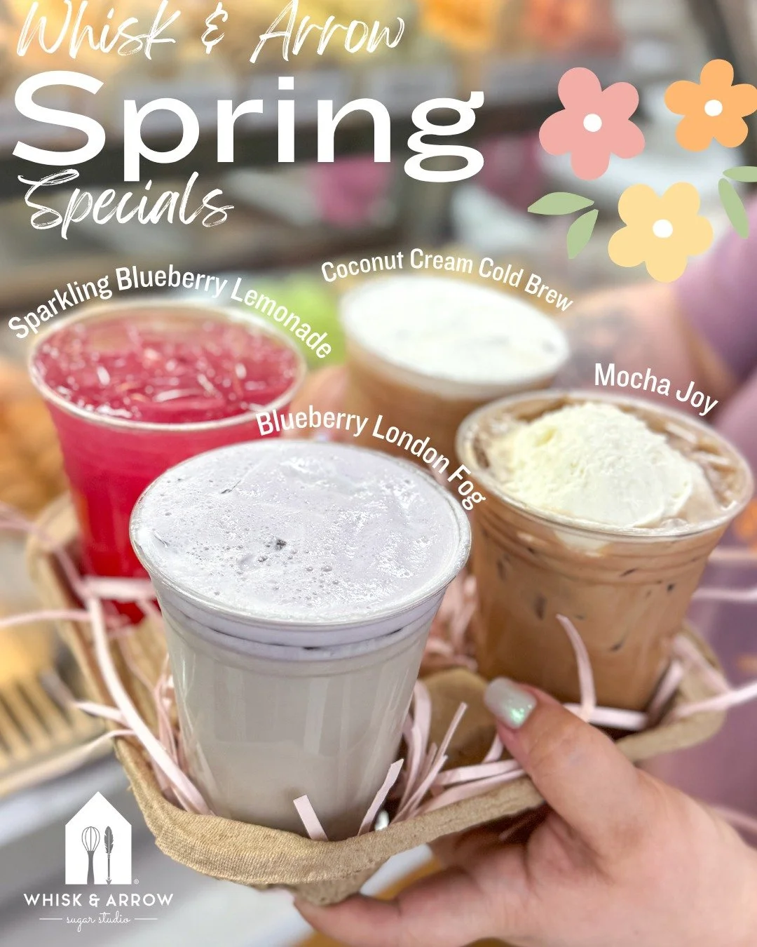 Don't sleep on our new Spring Signature Drinks! 💐⛅
.
Stop in or order online thru our app for pickup or delivery! Located in Appleton, Wisconsin. 
.
#whiskandarrow #appletonwi  #wisconsinbakery #londonfog #sparklinglemonade