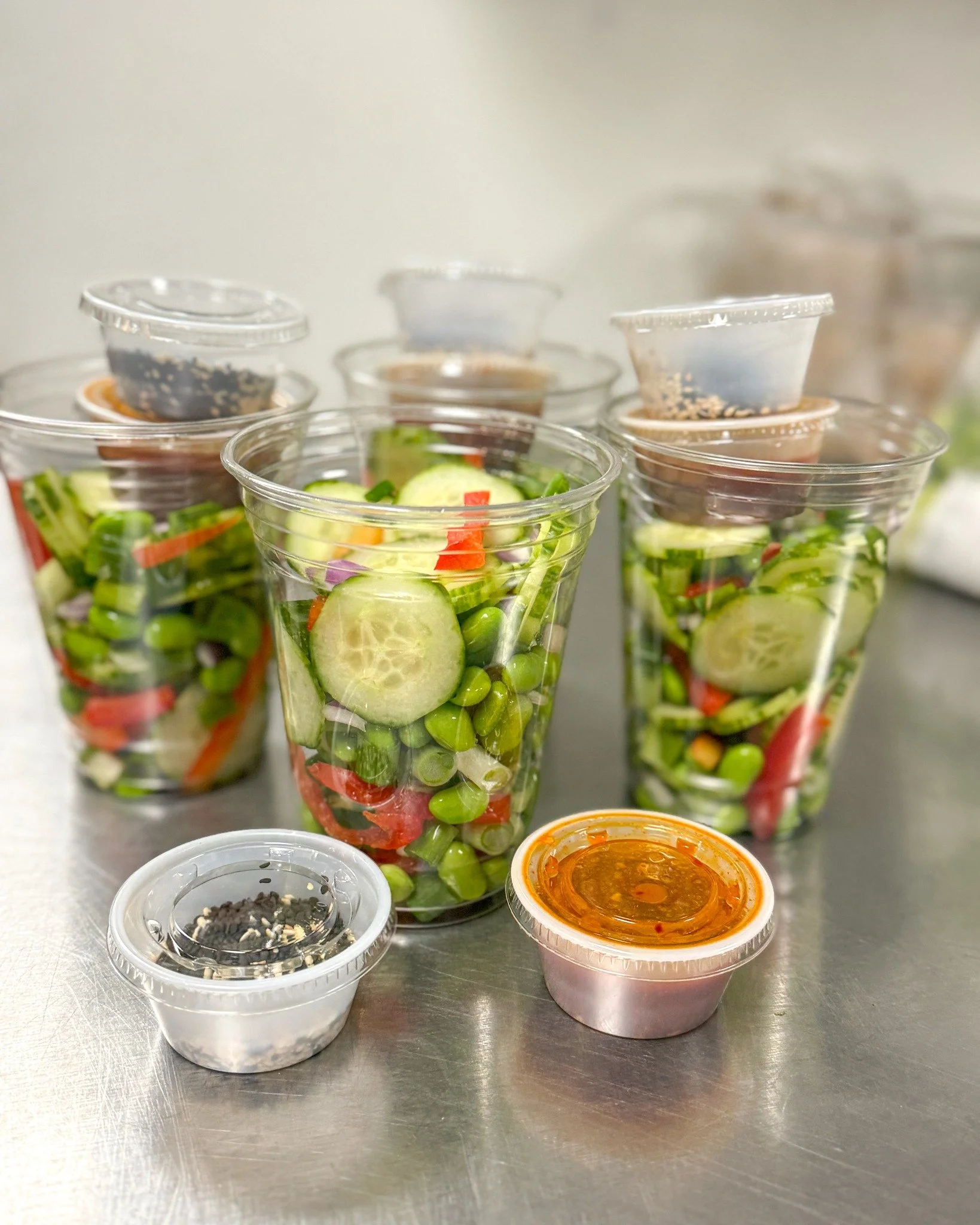 We have something new! Shaker Cups! We have two different flavors, the first is the Hot Honey Feta Shaker and the other is the Spicy Asian Shaker, which is the one I tried. I've been trying to eat more greens so when I saw this I was excited, but I a