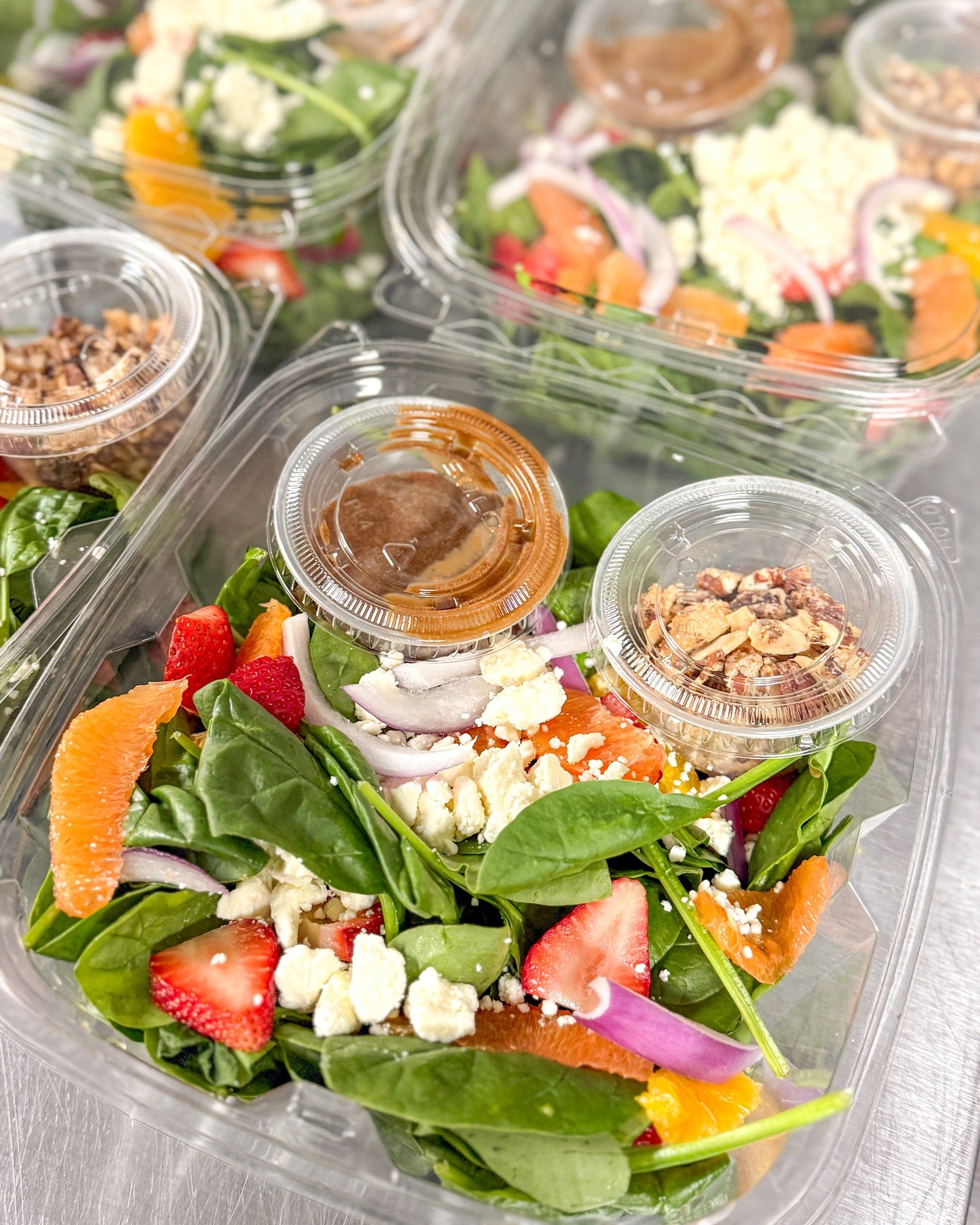 Look at this delicious fruit filled salad! What's your favorite salad you've tried from Whisk &amp; Arrow so far? I'm a sucker for the Crunch Salad with chicken. 
.
Stop in or order online thru our app for pickup or delivery! Located in Appleton, Wis