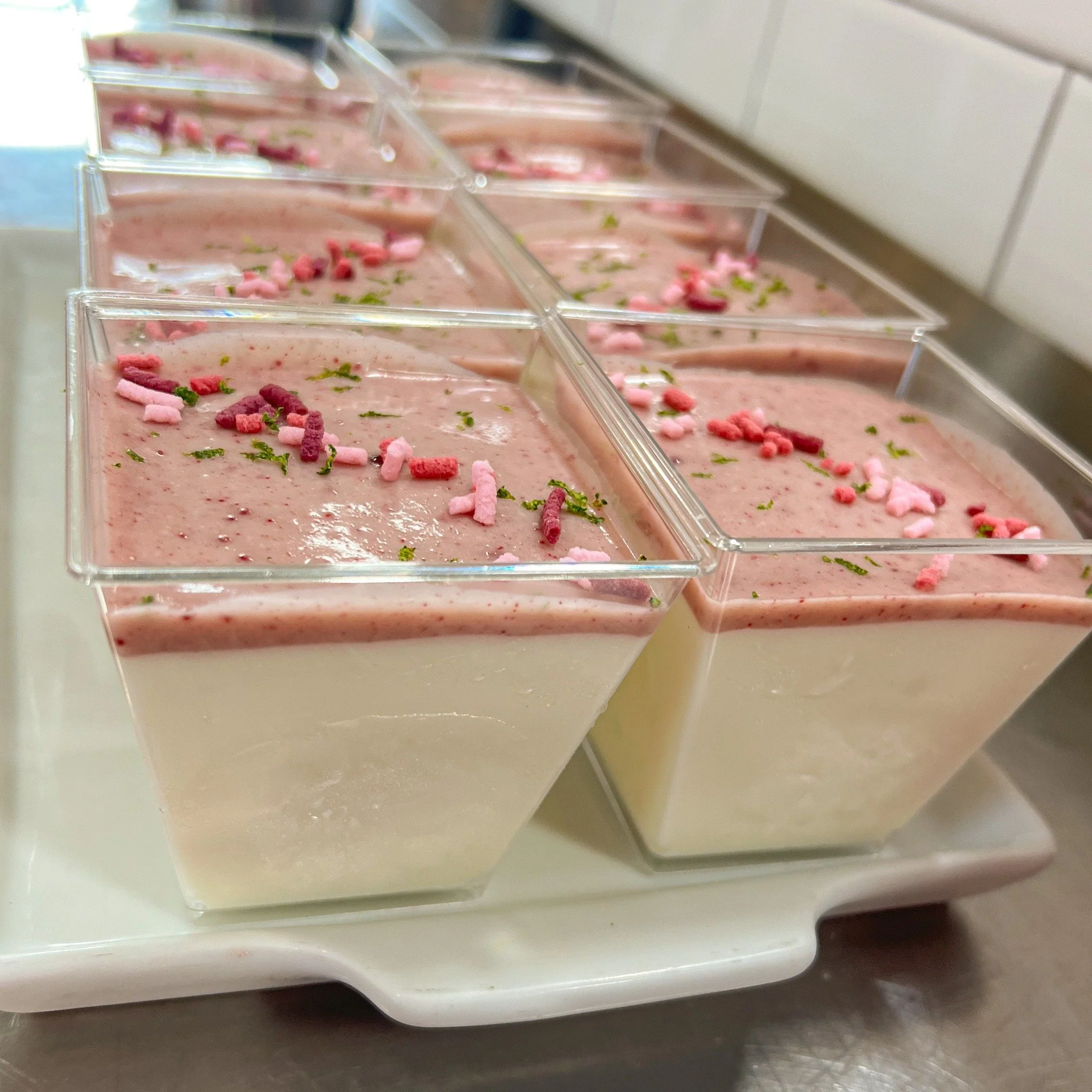 Raspberry Lime Mousse Cups, lets go!!! 
.
Stop in or order online thru our app for pickup or delivery! Located in Appleton, Wisconsin. 
.
#limemousse #raspberry #mousse #wisconsinbakery #wisconsin