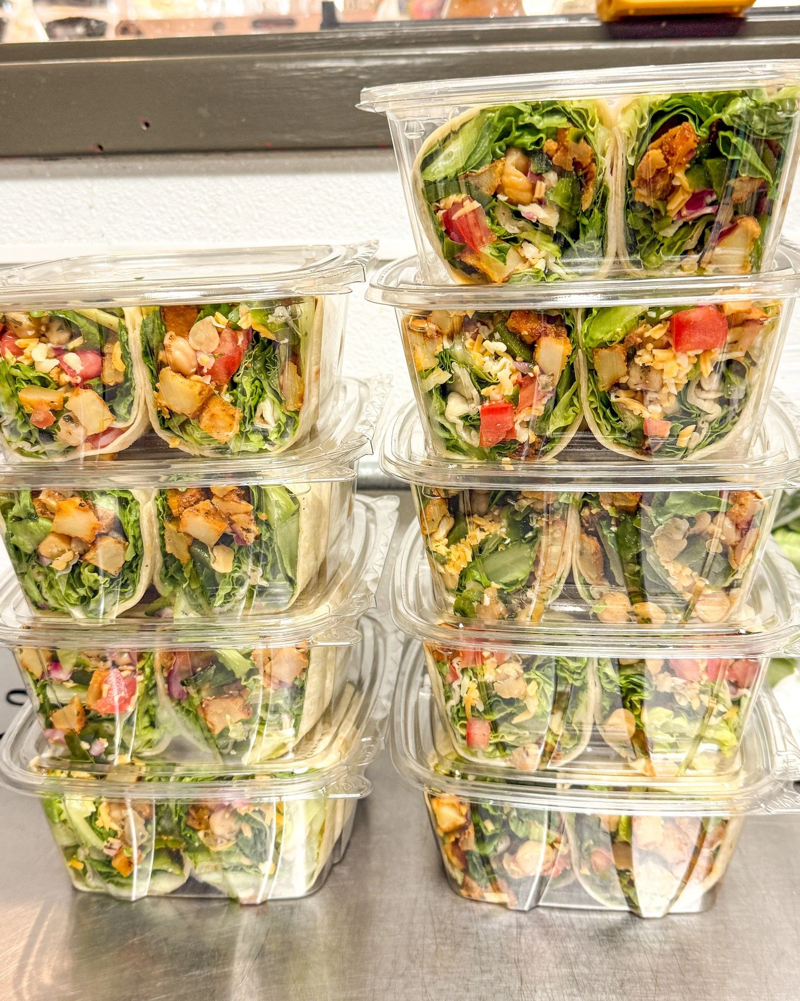 I see more Wraps in your future! Meet the Potato &amp; Poblano Wrap, filled with seasoned potato, chickpeas, poblano peppers, Roma tomato, Cheddar Cheese, Pickled Red Onion, Lettuce, and an avocado chipotle sauce on the side. These look so good, you 