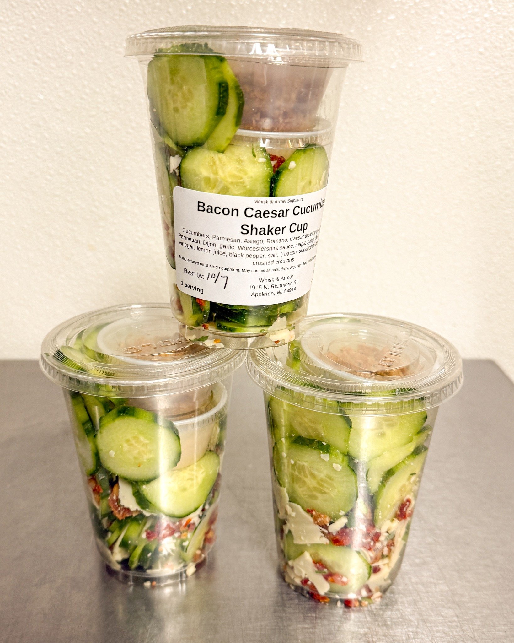 This is calling my name, a new Bacon Caesar Cucumber Shaker Cup! These are delicious little snacks, and good for you too, eat your veggies. 
.
Stop in or order online thru our app for pickup or delivery!
.
#whiskandarrow #wisconsin #madefromscratch #