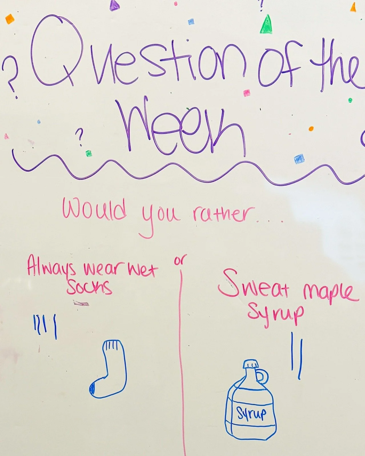 This one is very upsetting to me. I am a very sweaty person, I overheat so easily, so I chose wet socks. You have to wear the wet socks always, you cannot take them off. 
.
#questionoftheweek #viral #wouldyourather #appletonwi #wisconsin