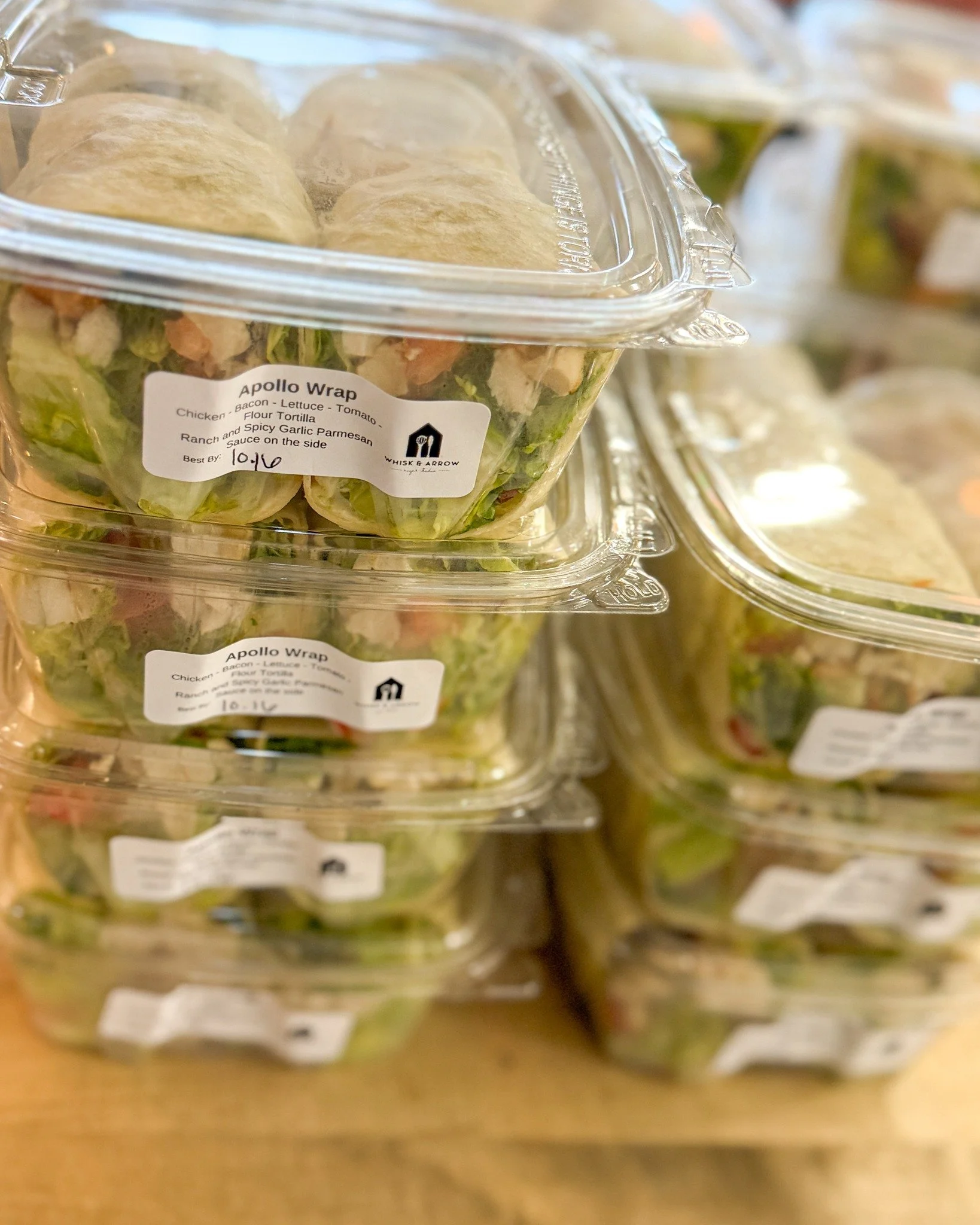 Apollo Wraps for everyone! These are great for a Weekend lunch. 
.
Stop into our store at 1915 N Richmond Street Appleton, WI 54911 
or order online thru our app for pickup or delivery!
.
#whiskandarrow #appletonwi #wisconsin #collegeave #foxcities