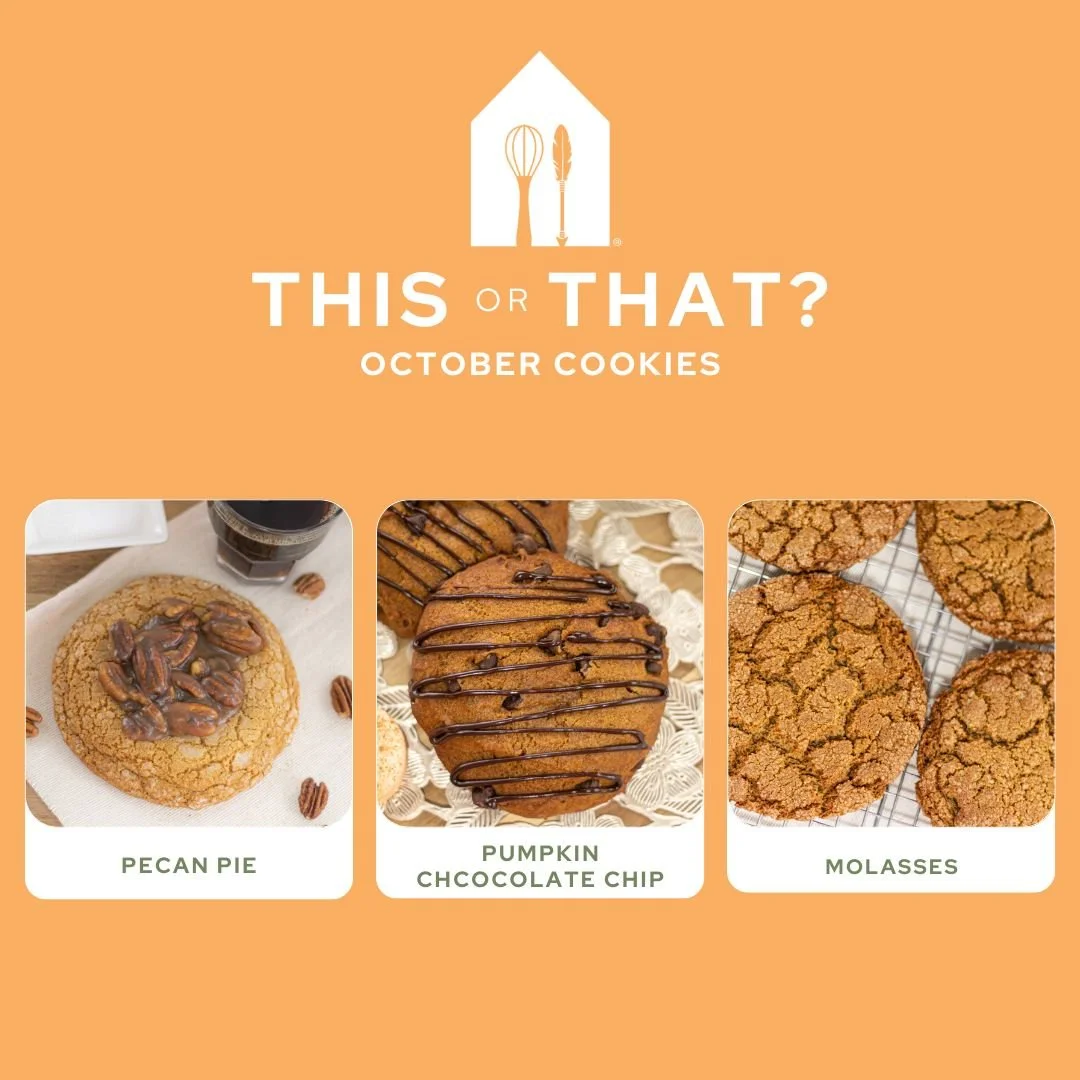 Check in time, which October cookies have you been enjoying the most? We have 3 very good contenders this month. The Pumpkin Chocolate Chip Cookie has my heart. 
.
#whiskandarrow #cookiesofthemonth #cookies🍪 #fallcookies #appletonwisconsin