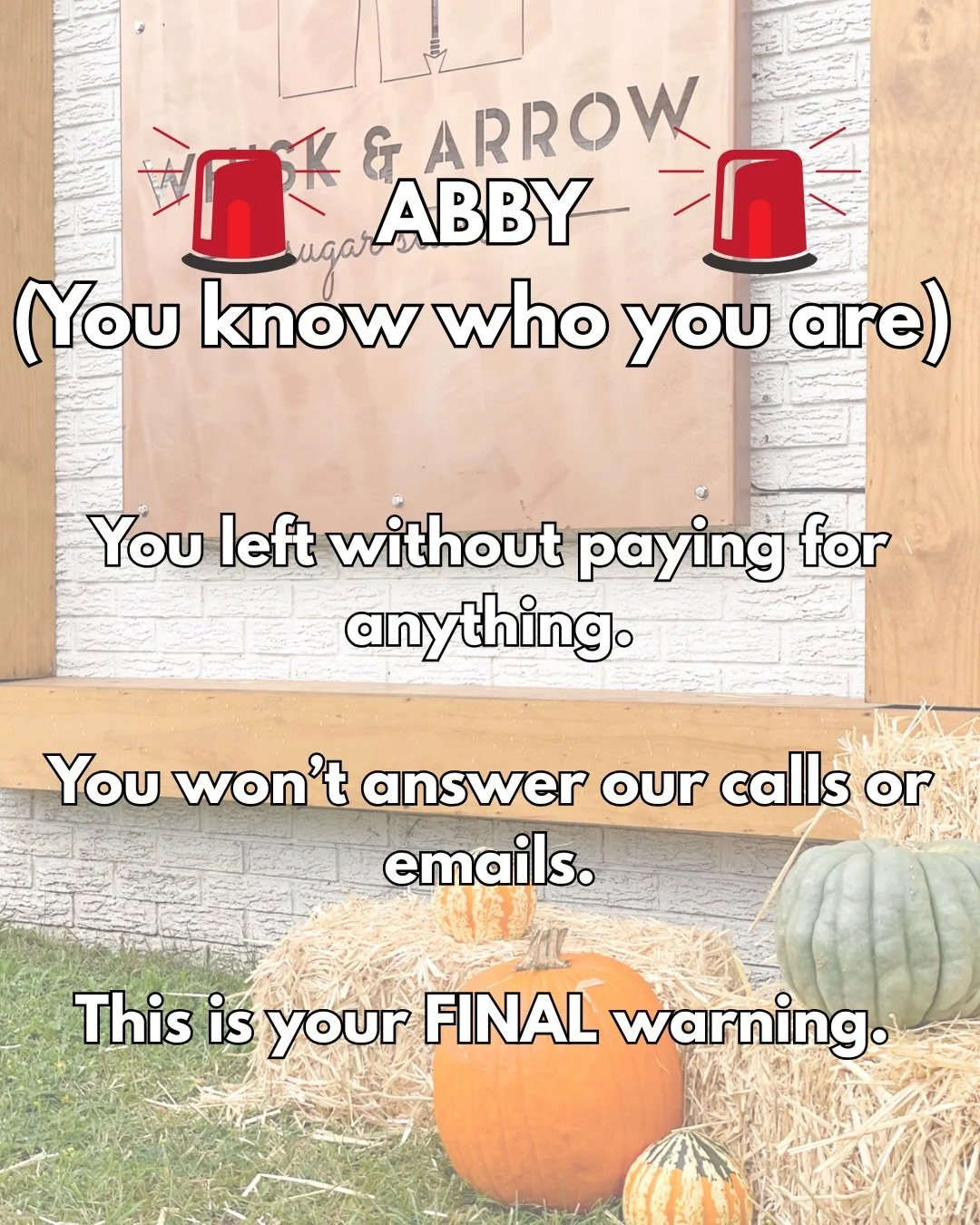 A little different then our usual name day posts but here!! If your name is Abby (any spelling) enjoy 20% off of your total purchase at Whisk &amp; Arrow on Thursday, October 29th! Tag all the Abbys! 
.
#nameday #whiskandarrow #bakery #drama #explore
