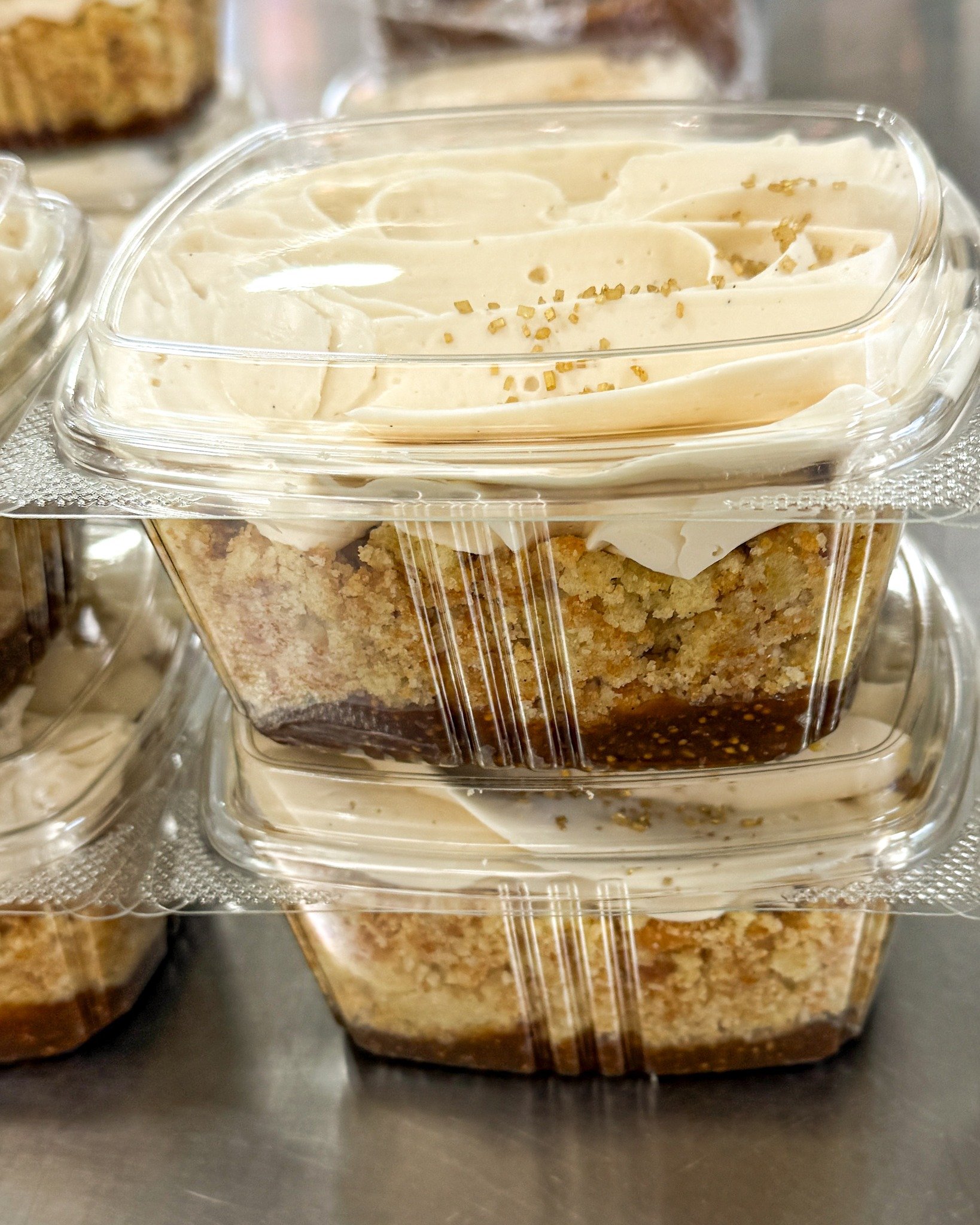 If you like our Fig &amp; Honey Macaron, you will LOVE this cake box. This is vanilla cake, with fig jam, and honey vanilla Swiss meringue buttercream. This buttercream is so delicious it's one of my favorite flavors. 
.
Stop into our store at 1915 N