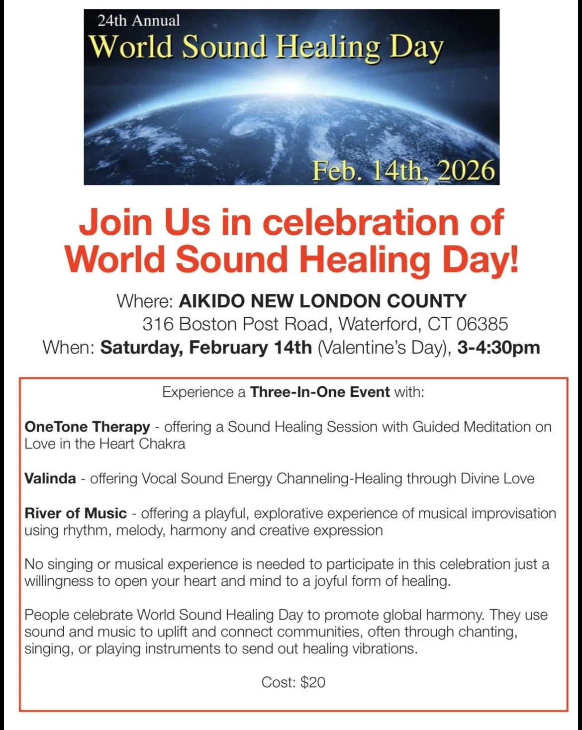 One Tone Therapy: World Sound Healing Day
