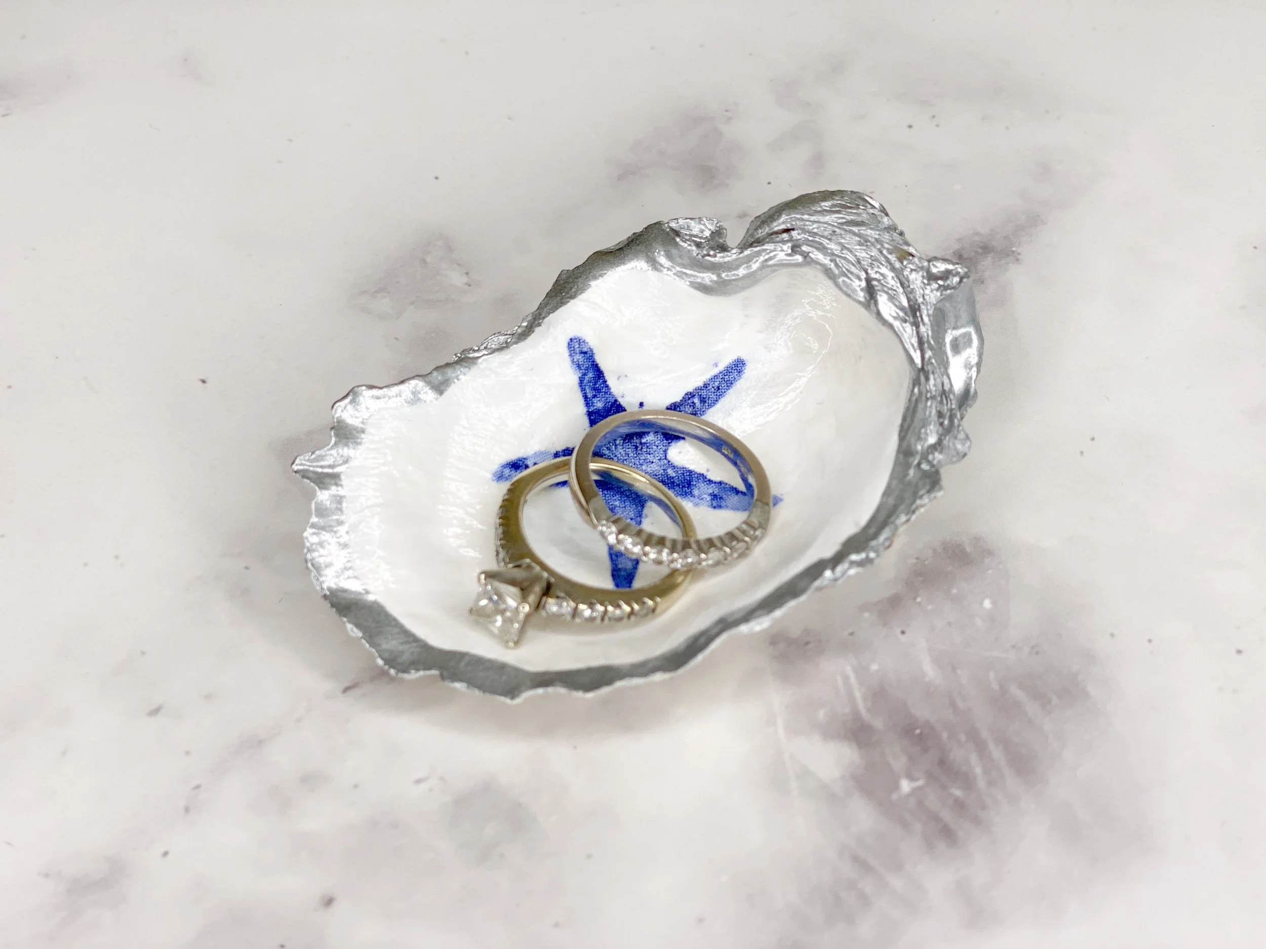 trinket dish coastal starfish with rings.JPG